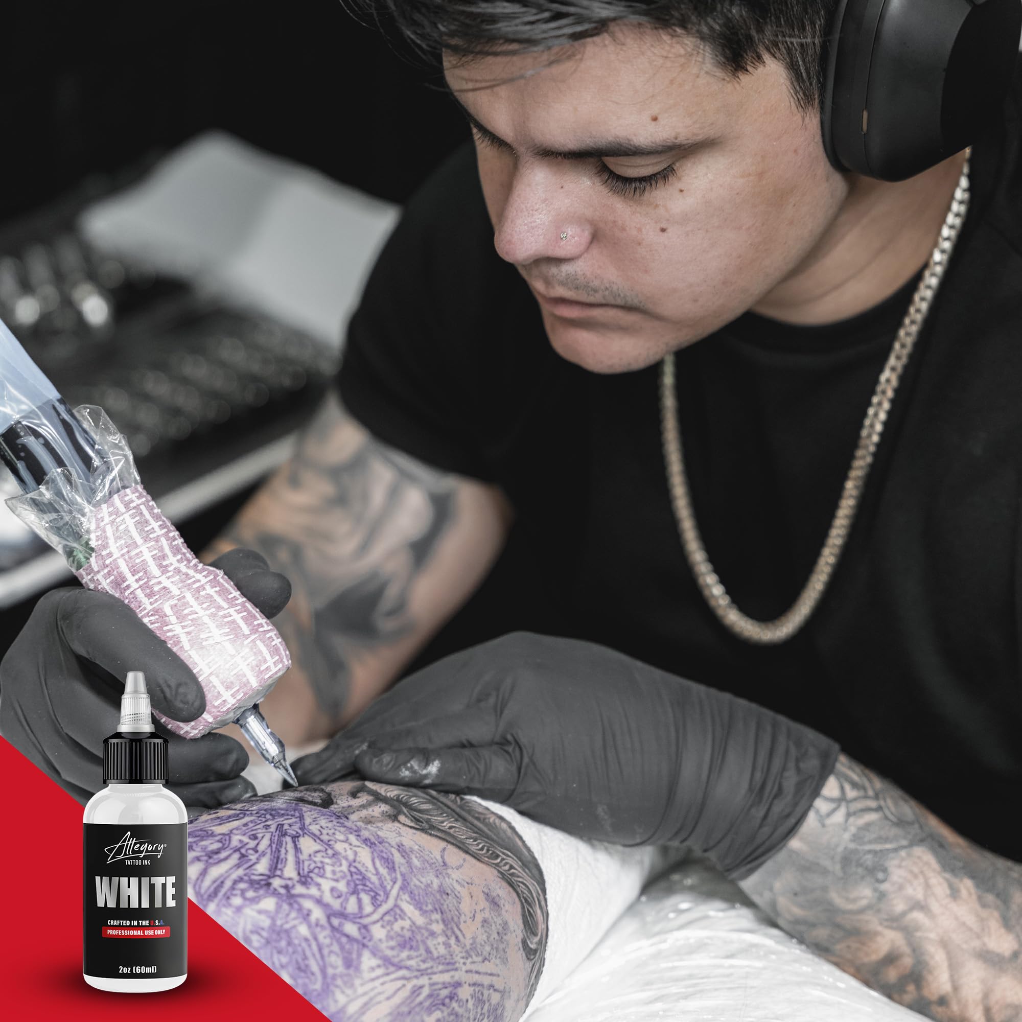 Allegory Premium White Tattoo Ink, Pigment-based, 2 oz Bottle