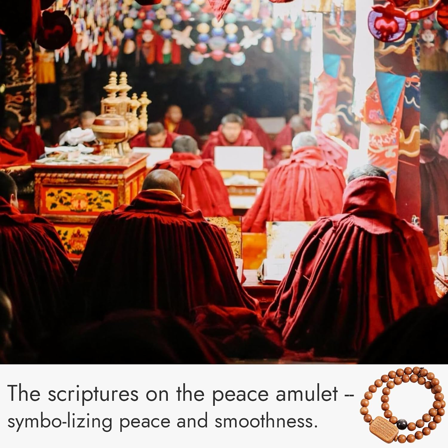 Handcrafted Natural Wood FengShui Meditation Bracelet/Necklace, 8mm Beads with Peace Scripture Amulet, Yoga Prayer Mala - Image 7