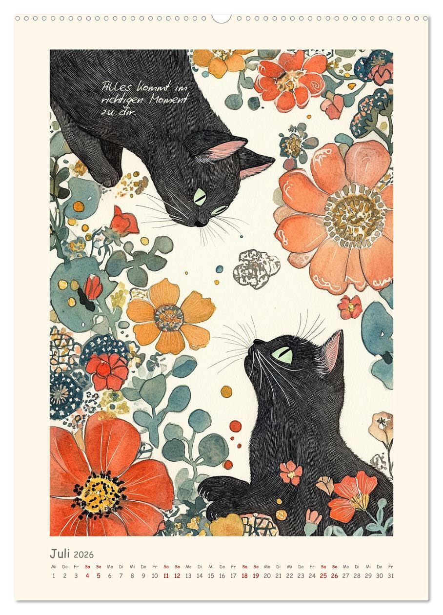 Liebenswerte Tierillustrationen (hochwertiger Premium Wandkalender 2026 DIN A2 hoch), Kunstdruck in Hochglanz: Gezeichnete Tierdarstellungen und herzige Sprüche - KI generiert (CALVENDO Tiere)