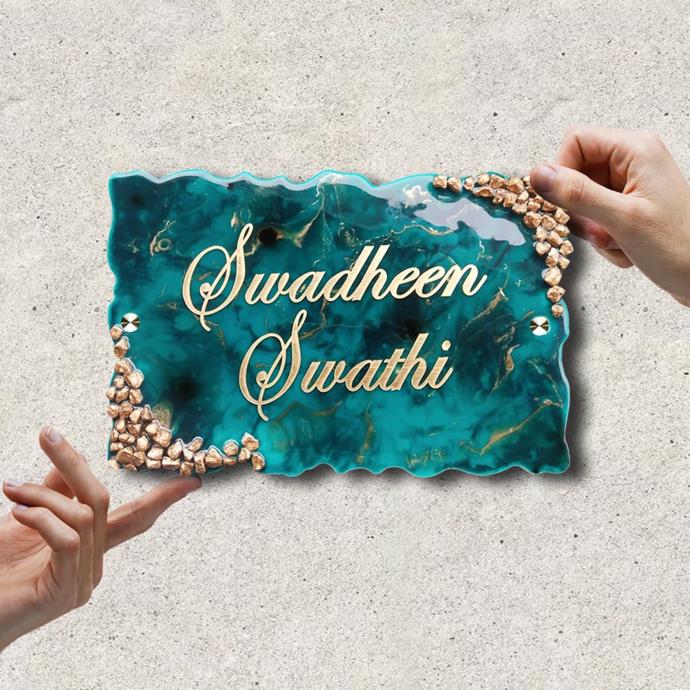 Swapnil Arts Resin & Acrylic Name Plate for Home Entrance | Customized Name Plate for Home, Flat, Bungalow, Outdoor Name Plate for House| Custom Font & Size (Shiny Blue) (13X9) Inch (B0CP3Q3TFD) Amazon Price History, Amazon Price Tracker