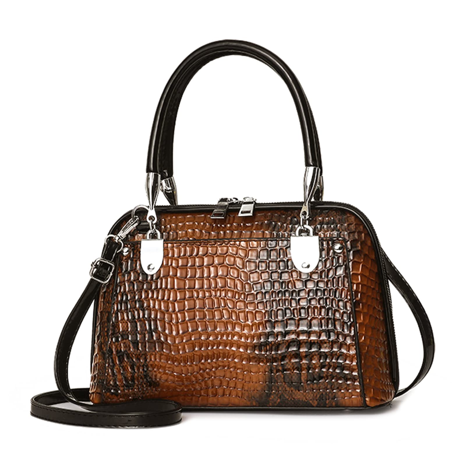NICOLE & DORIS Bolsos Retro de Mujer Bolso de Mano de cocodrilo Bolsos Bandolera Cuero PU Bolsos de Hombro Pequeño Bolsos Totes Bolsos con Dos Cremalleras