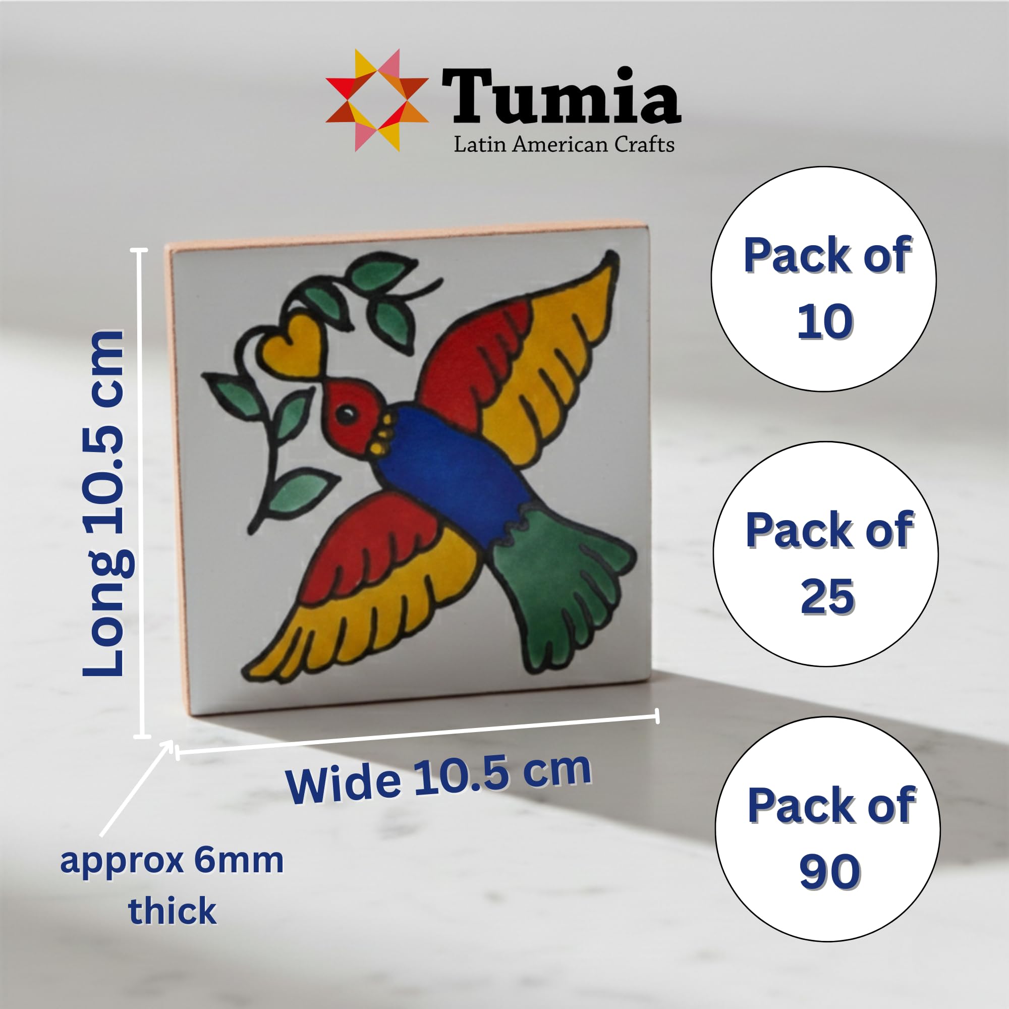 Tumia LAC Azulejos Mexicanos Artesanales de Talavera de 10.5cm
