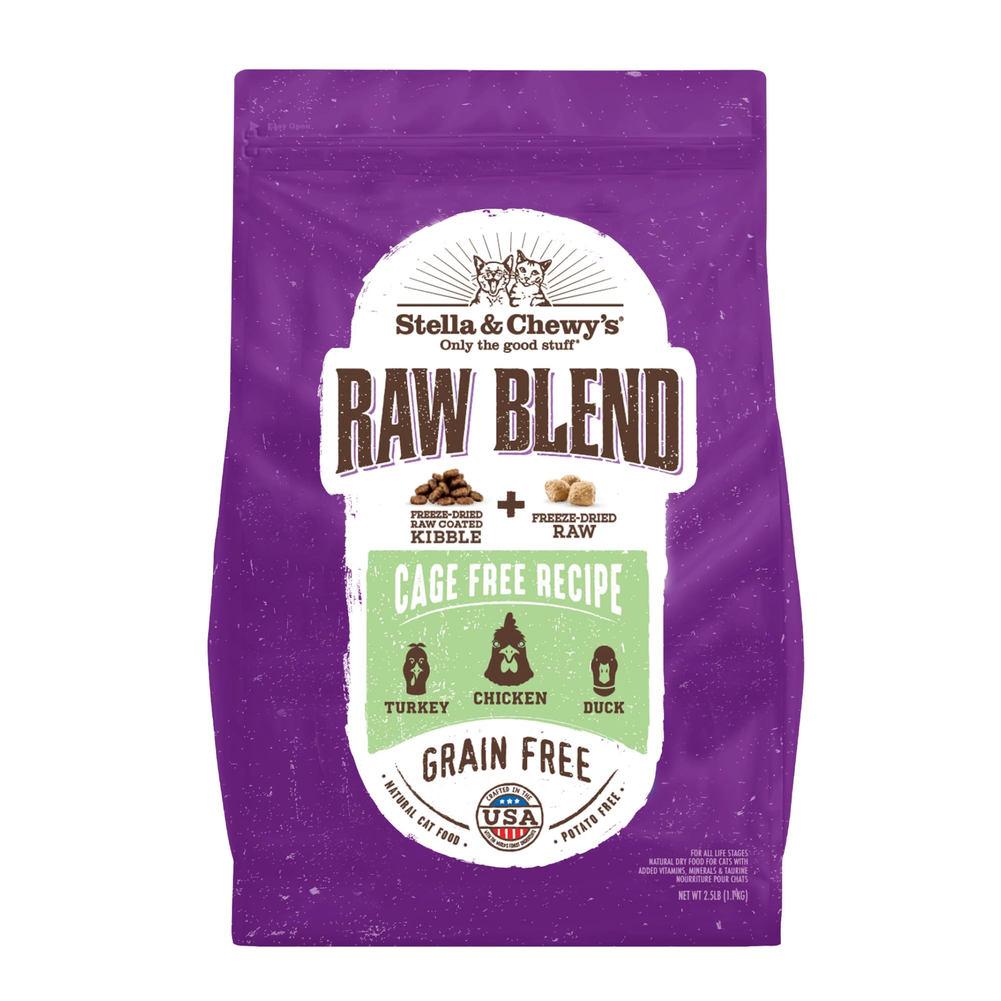 Raw Blend Premium Kibble Cat Food – Grain Free, Protein Rich Meals – Cage-Free Poultry Recipe – 2.5 lb. Bag