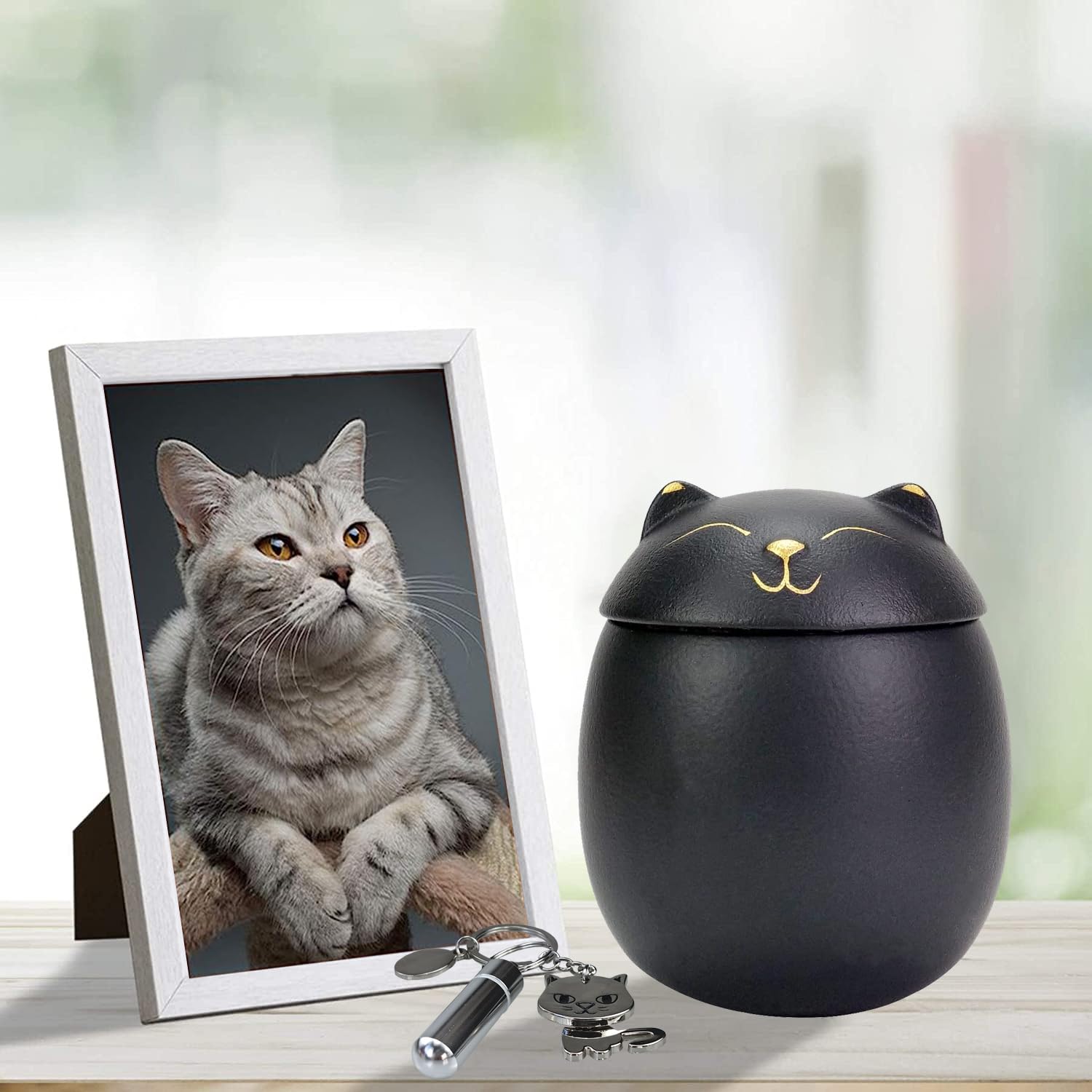 Amazon.co.jp: 大きな猫型セラミック火葬骨壺 ボブルヘッド猫キー