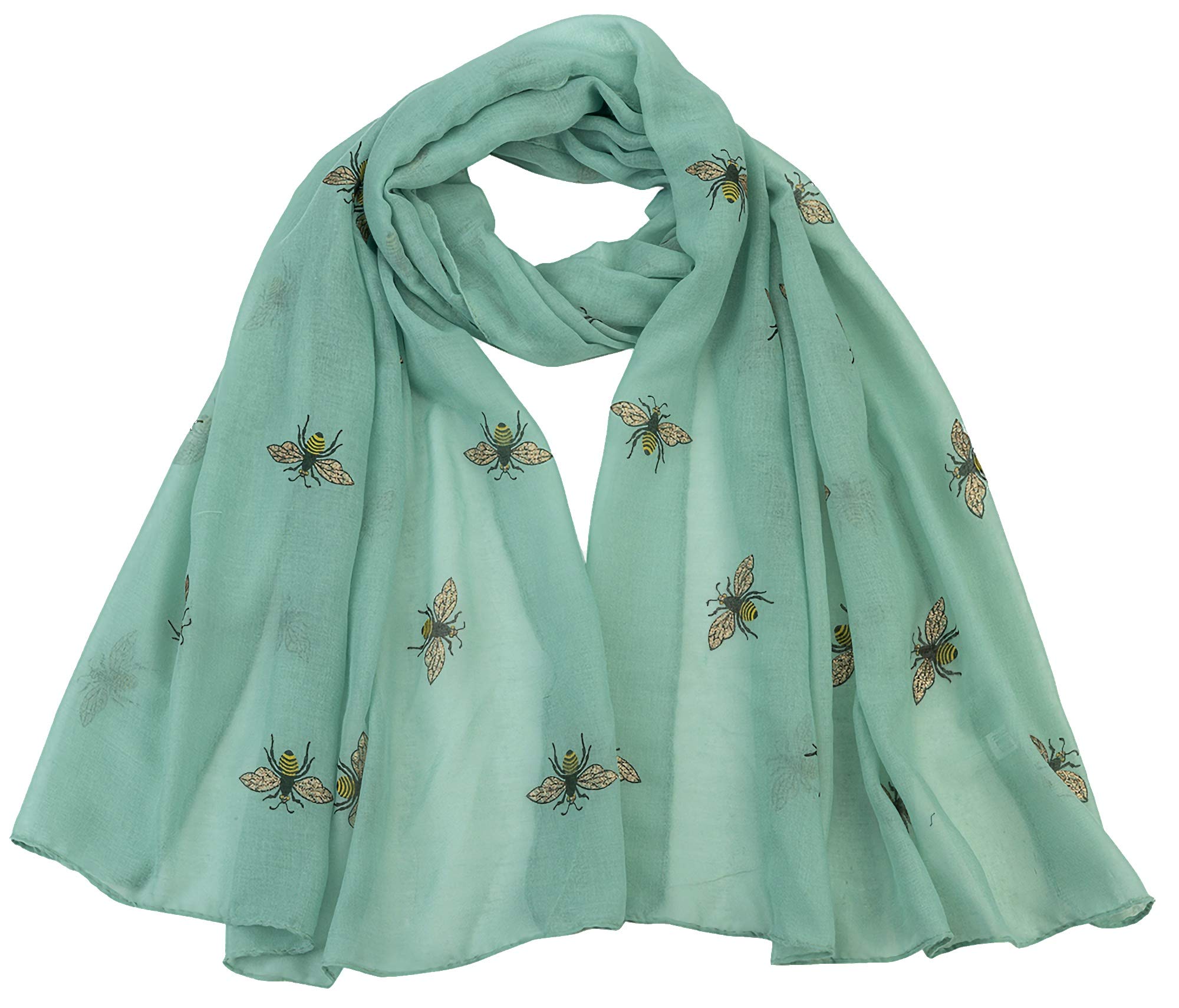 World of Shawls Ladies Girls Women's Glitter Bumble Bees Scarves Wraps Shawl Soft Scarf (Mint)