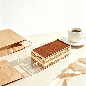 Clear Acrylic Cake Shaping Pan with Lid for Tiramisu Cheesecake, Rectangular Dessert Baking Mold, Home Baker Use Daily Dessert Mold Mousse Form Pastry Shaper Baking Tray Chilled Sweets Kitchen Baker
