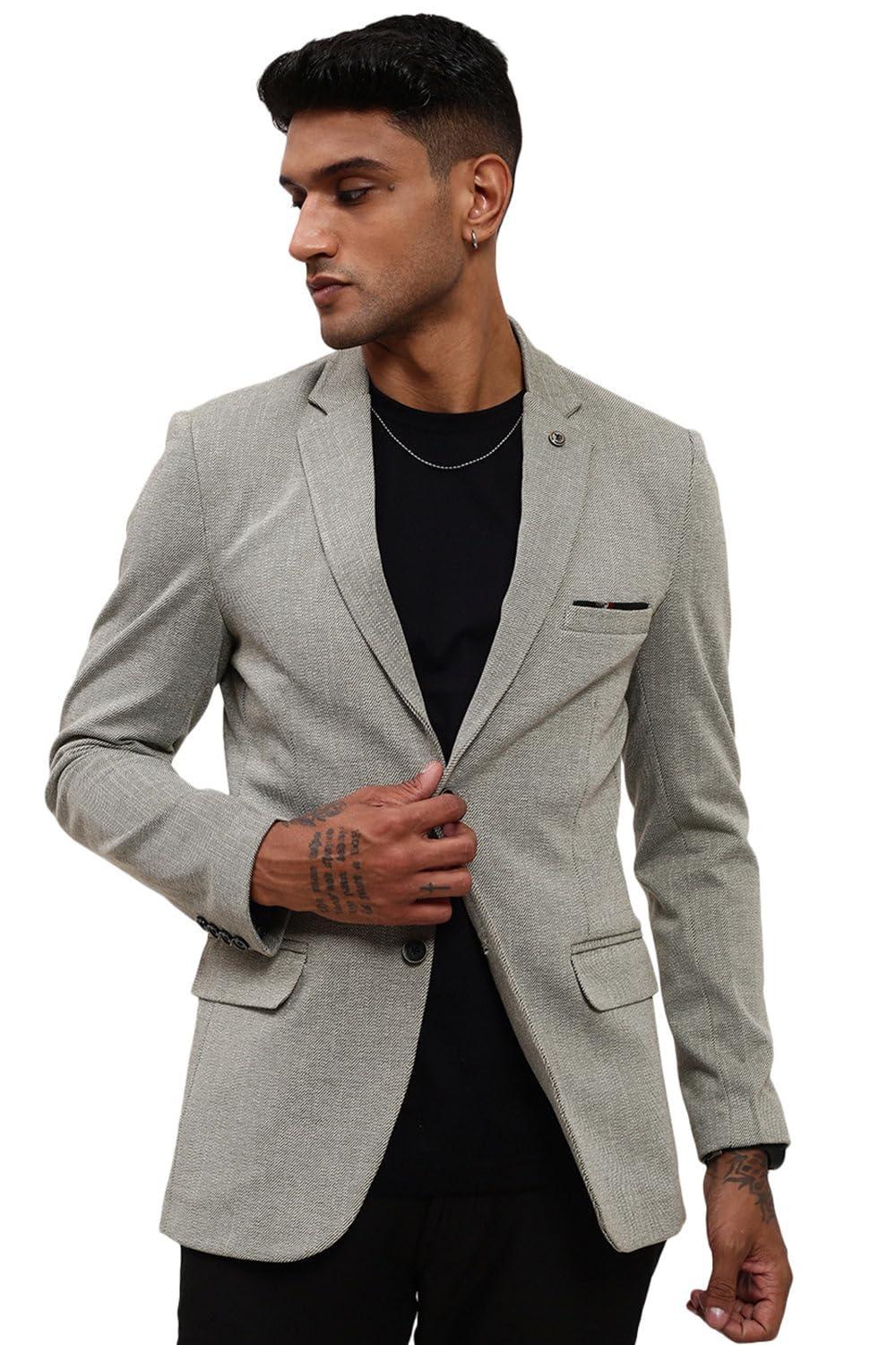 showoffff Men's Grey Solid Single-Breasted Blazer-LBR-2432_Grey-picture-15