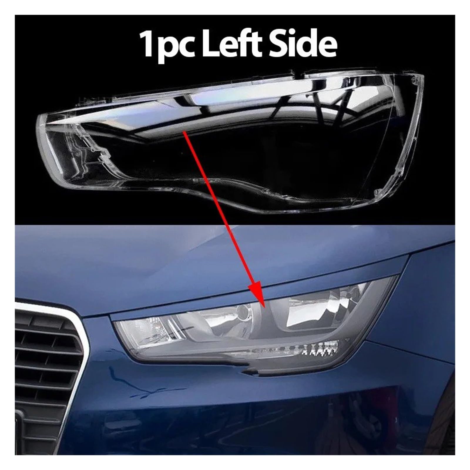 Cristal De Faro Coche para A1 8X Pre-faclift 2010-2014 Cubierta Cristal Lente Faro Coche | Resistente intemperie Pantalla lámpara Cubiertas lente carcasa brillante(1pc Left Side)