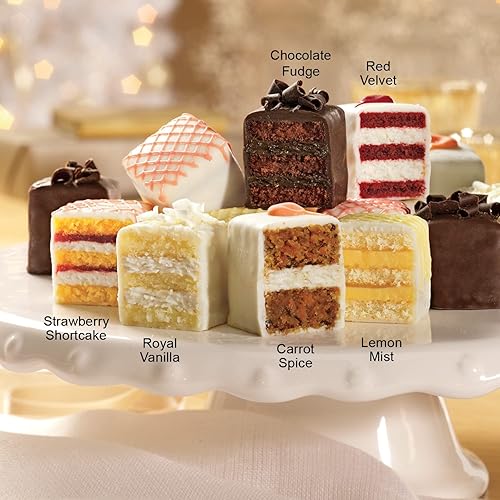 Miniatura 3 de The Swiss Colony Incredible Petits Fours - Mini pasteles gourmet en capas, surtido de chocolate y vainilla, paquete de regalo navideño de 24