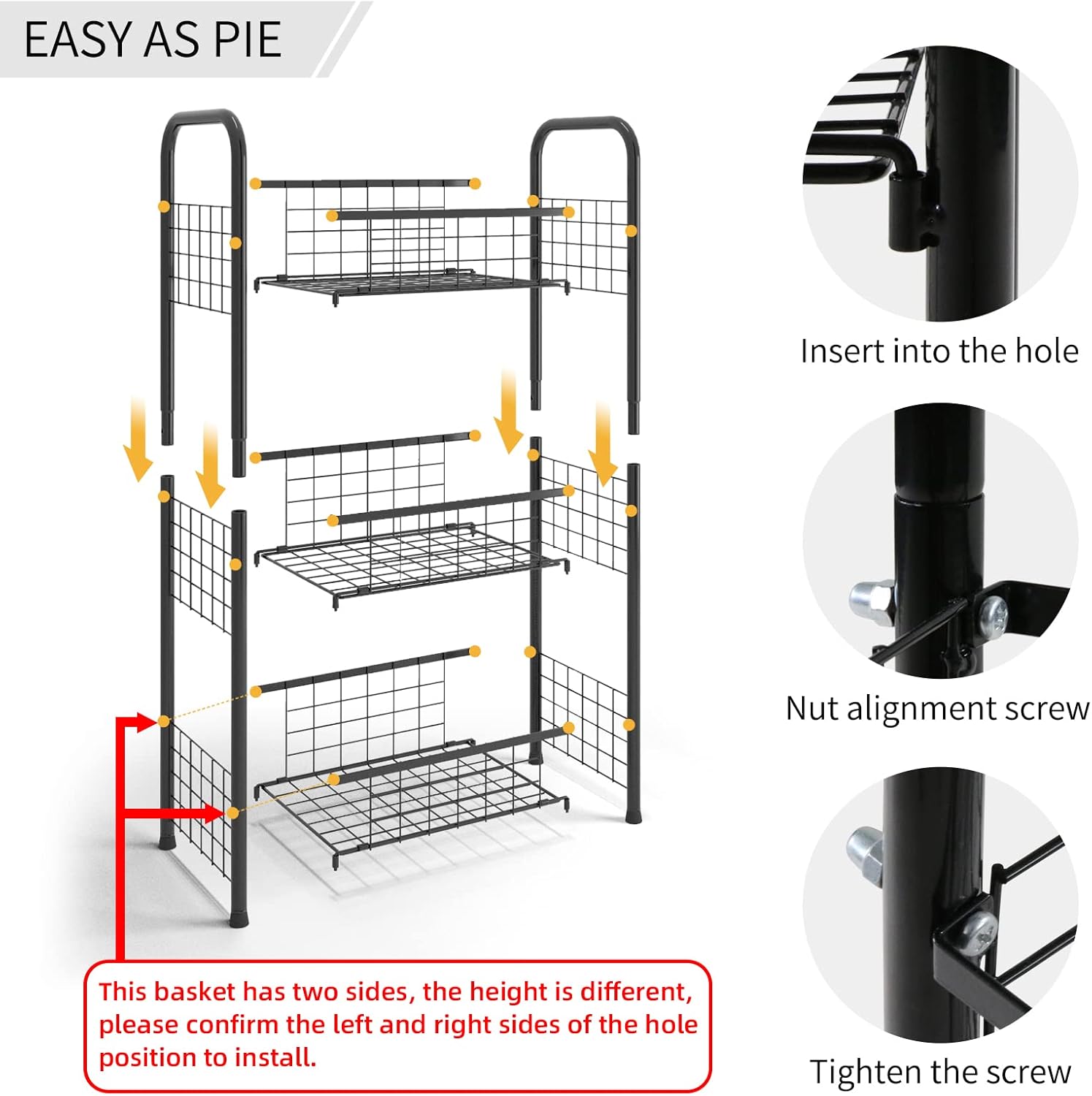 PROXRACER 3-Tier FreeStanding Open Shelf,Bathroom Organizer Shelves Unit with Adjustable Feet, Metal Steel Storage Tower Organizer Rack Basket Cart for Bathroom, Living Room, Balcony, Kitchen