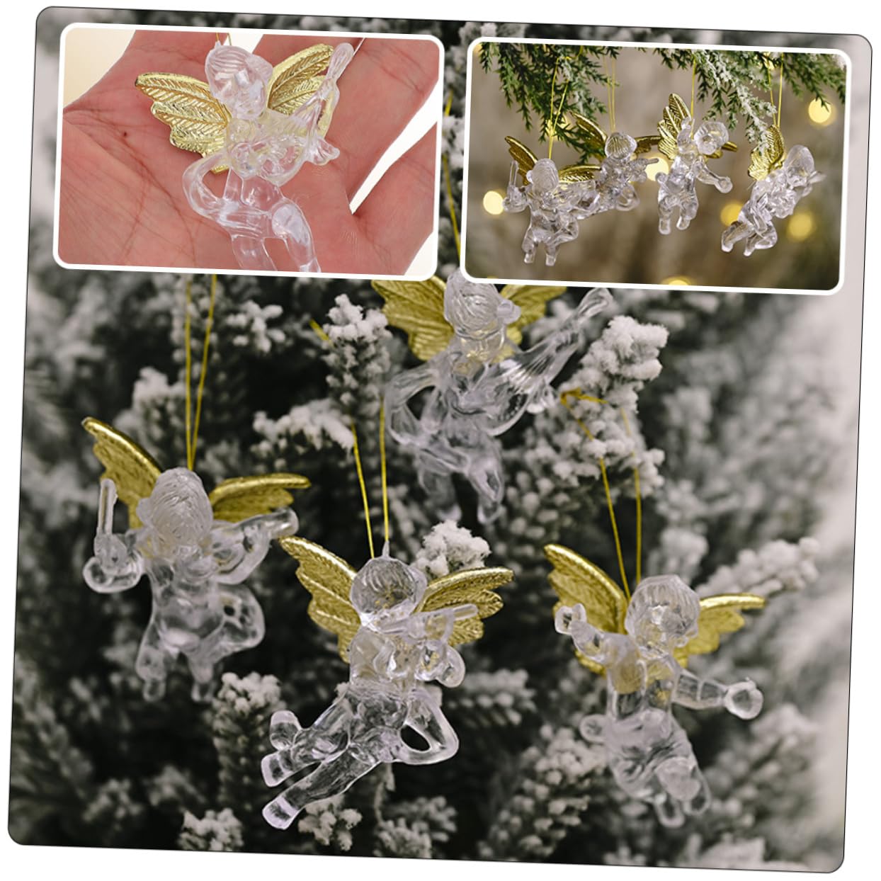 IMIKEYA 60 Pièces Pendentif Ange Transparent Poupée Suspendue De Noël Ornement De Poupée d'ange Décoration De Noël à La Maison ée Suspendue Arbre De Décorations De Plastique