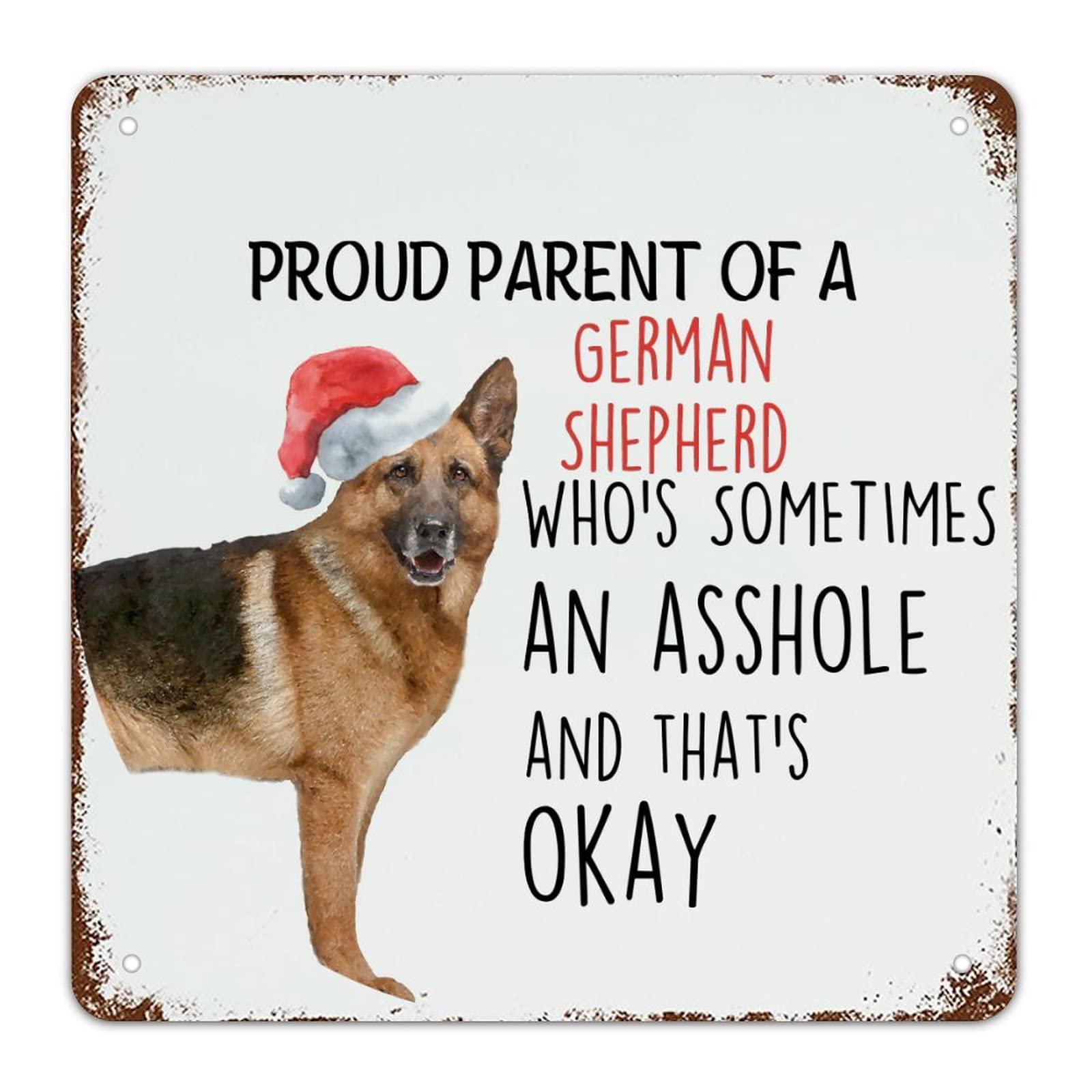 Panneau de Noël vintage aluminium pour les amoureux des chiens