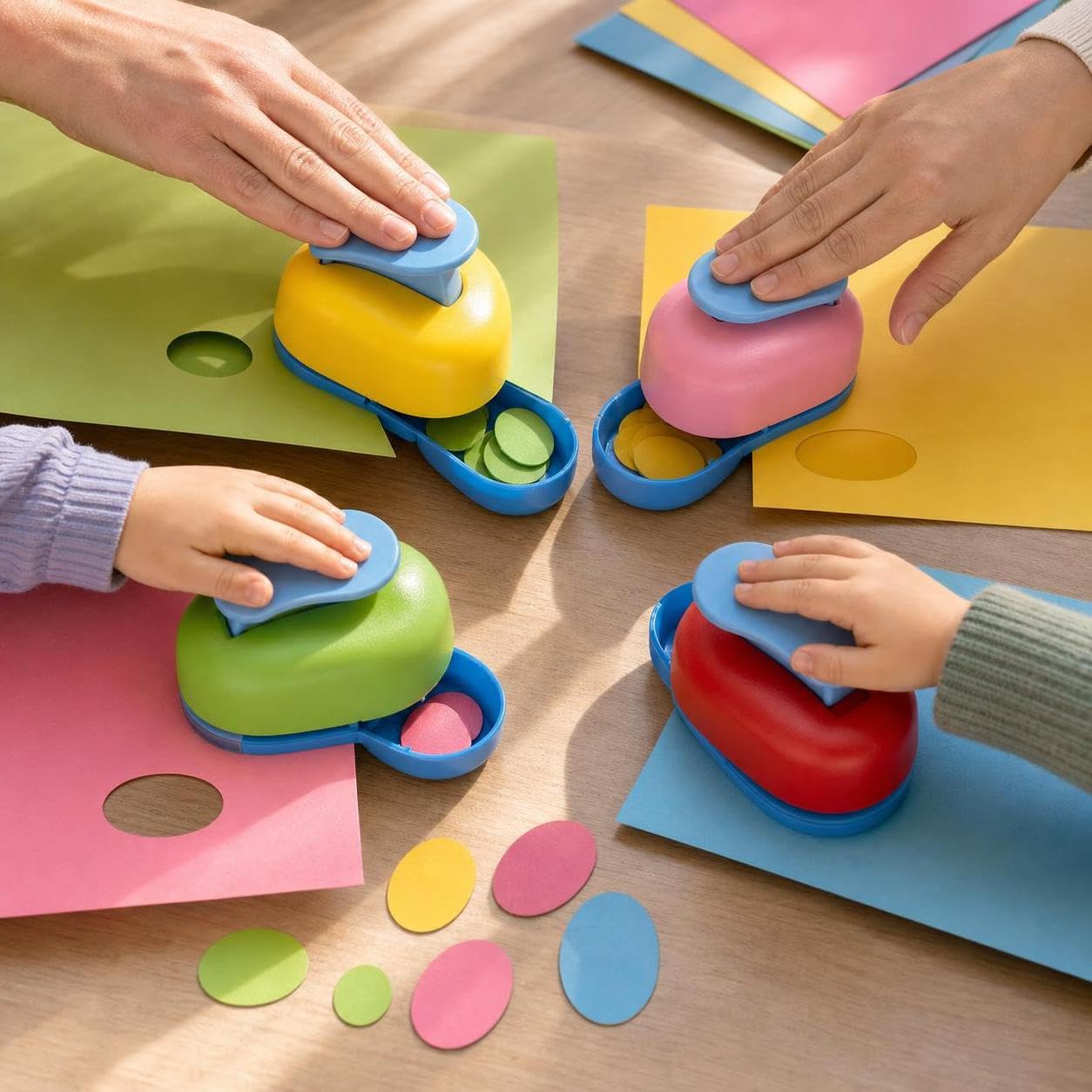 Herramienta Perforadora Ovalada Papel, Troqueladora Formas para Scrapbooking y Tarjetas, para Oficina, Juego de 4 ovalados, Varias