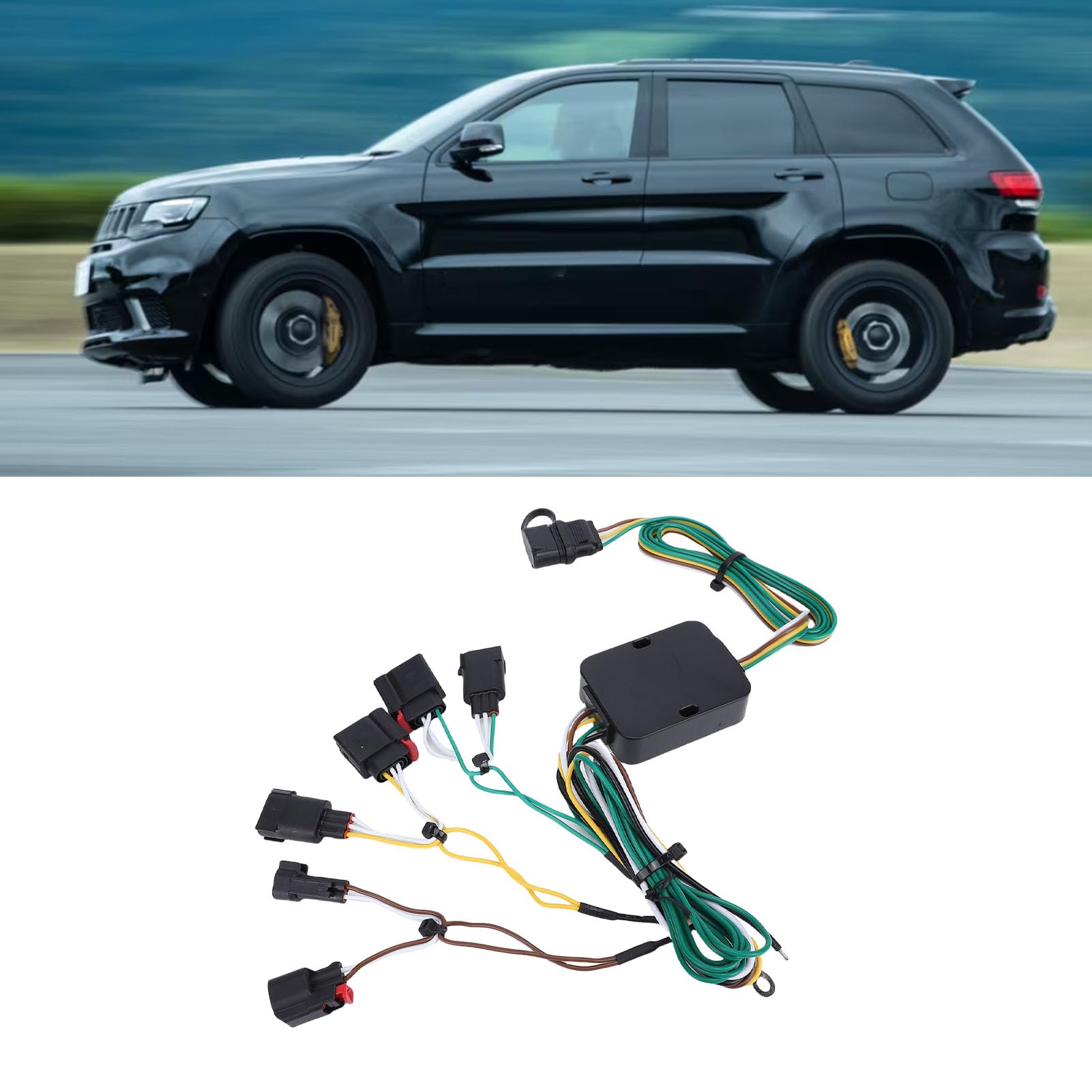 Jiawu Kit Cablaggio Rimorchio Laterale a 4 Pin 56426 118727, Installazione Plug and Play per 2014-2021, Espande la capacità di Traino, Ideale per Veicoli Ricreativi e Carico