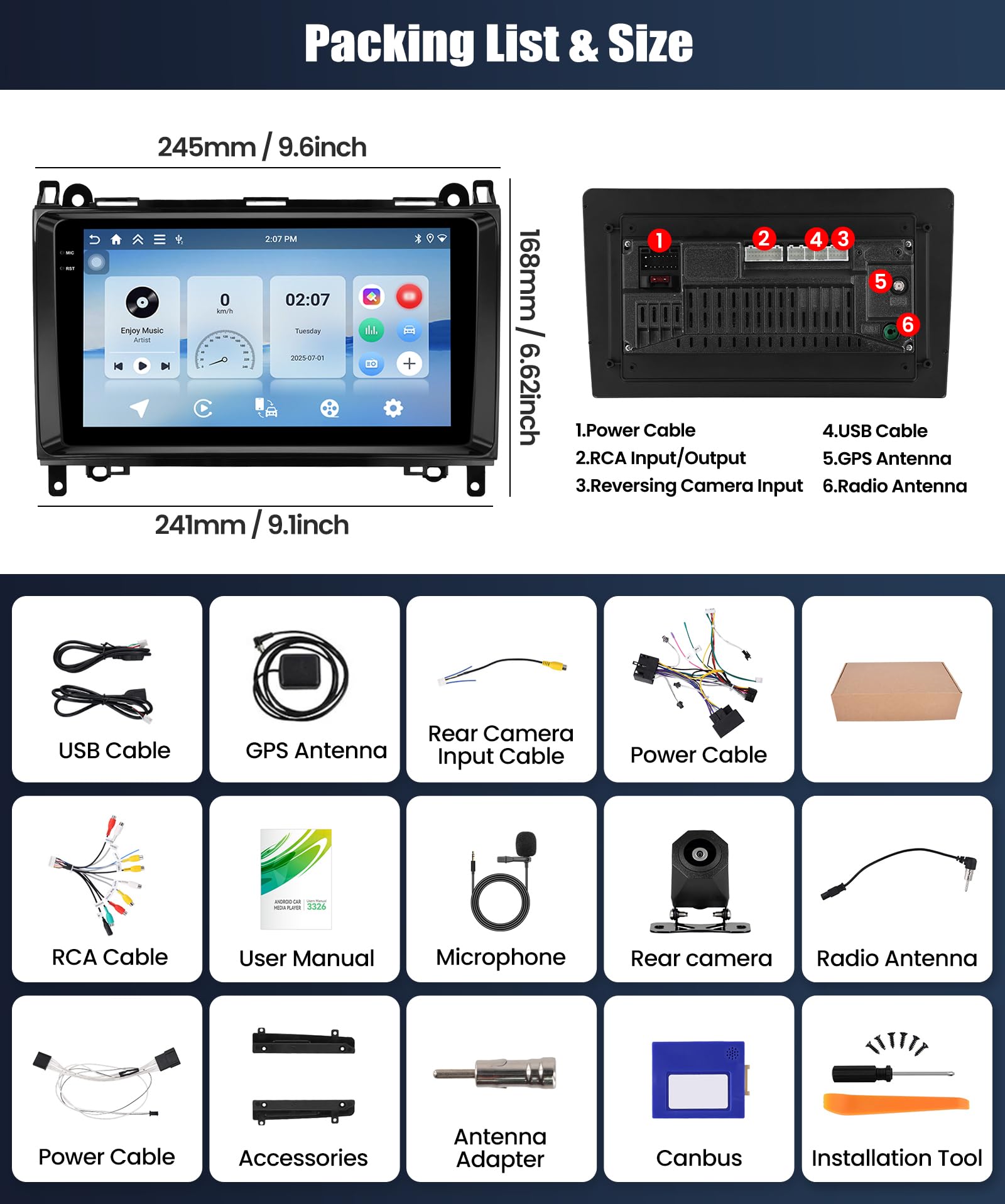 CAMECHO 4+128G radio samochodowe z systemem Android 15 do Mercedes-Benz