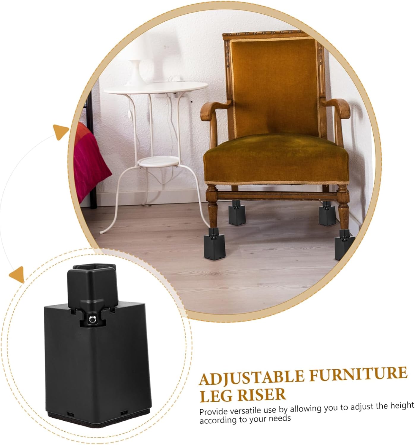 4Pcs Adjustable Furniture Risers for Bed Table and Couch Durable and Heightening Support Pads for Enhanced Stability and Comfort