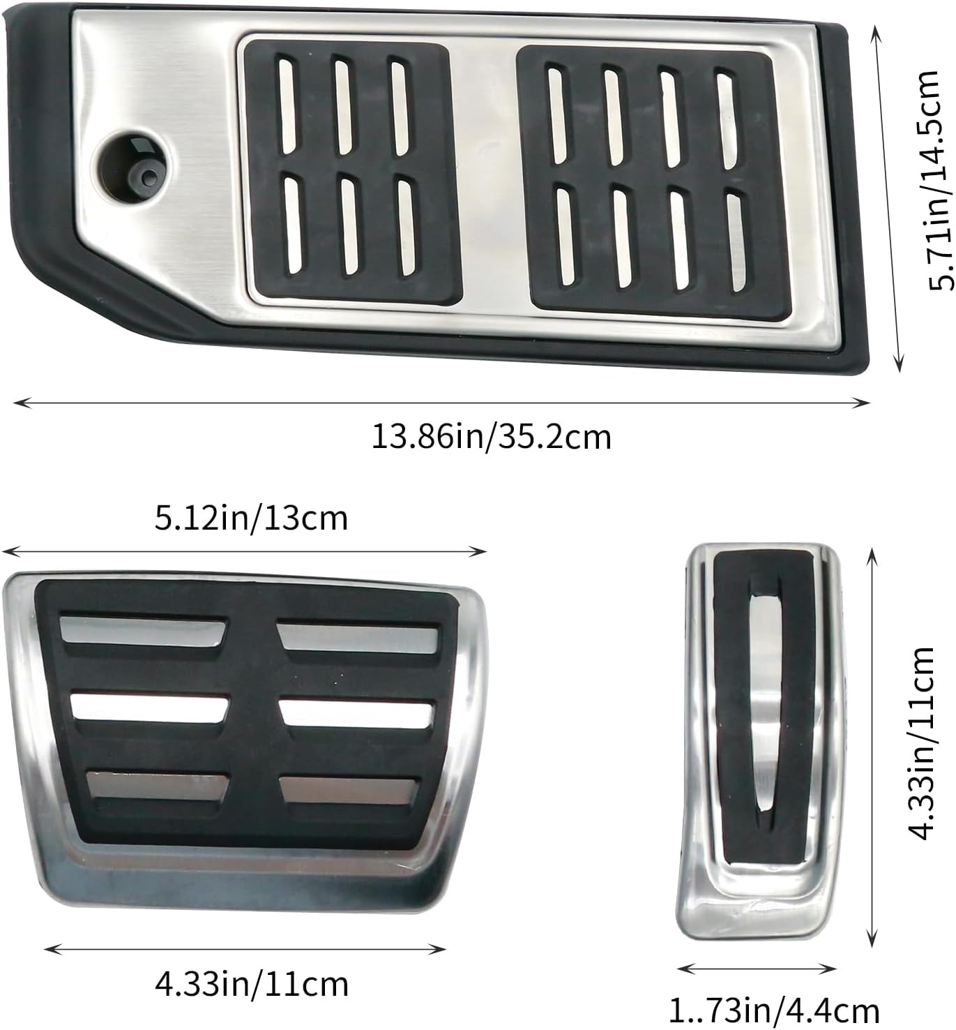 3PCS Gas Accelerator Brake Gas Brake Foot Rest Pedal Cover Throttle Brake Footrest Pedal Cover Replacement for Porsche Cayenne 2020-2023 for Touareg 2019-2023 for Audi Q7 Q8 - Image 4