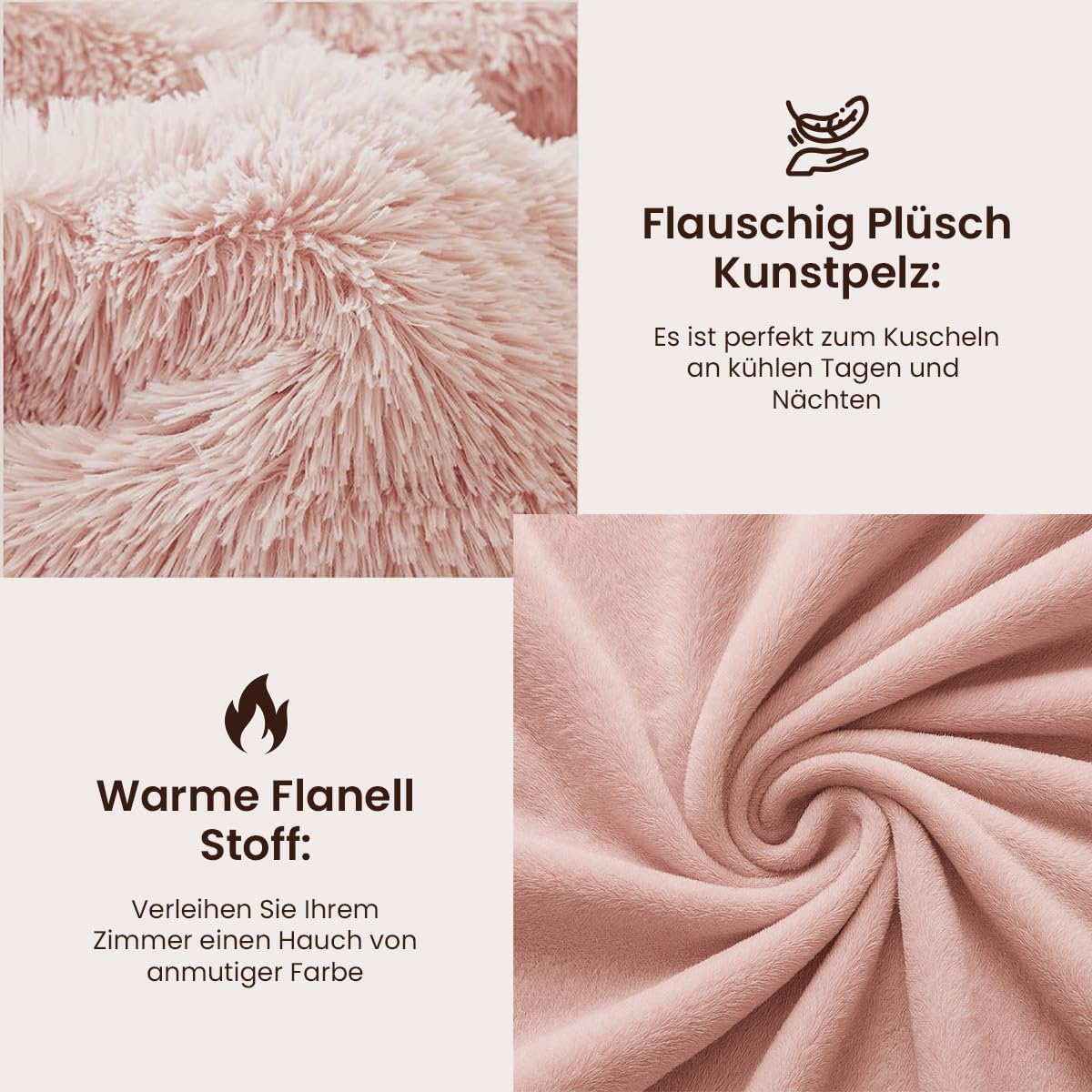 Sacebeleu Pluszowy komplet pościeli 220x240cm stara róża różowa ciepła zimowa puszysta flanelowa biber dziewczęca poszewka na kołdrę pokrowiec na kołdrę z zamkiem błyskawicznym i 2 poszewki na