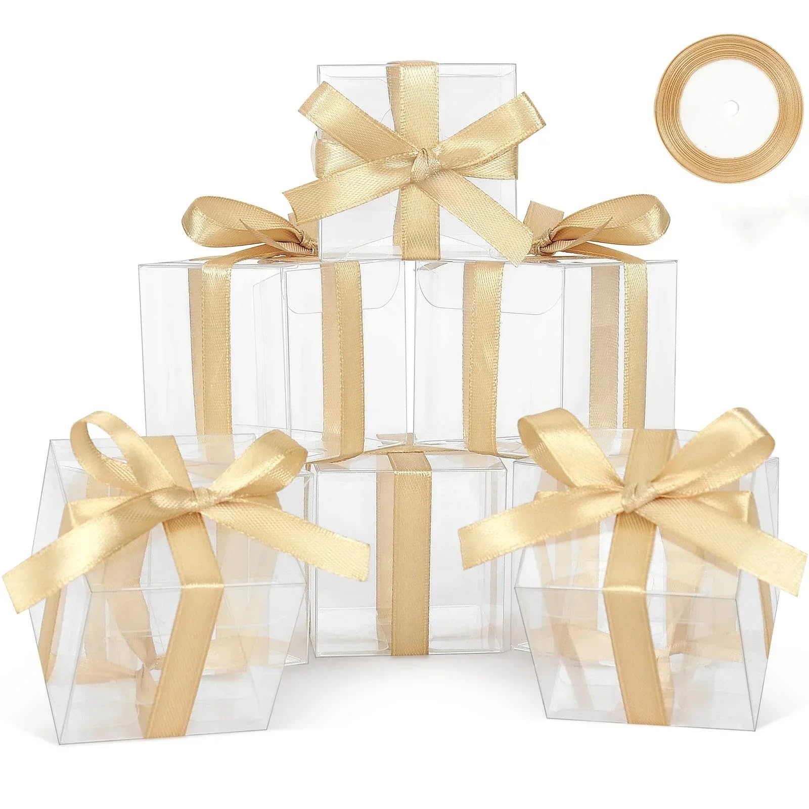 HKYBCF Cake packaging box 50pcs Transparent Party Boxes 2×2×2 Inch Individual Packaging for Wedding