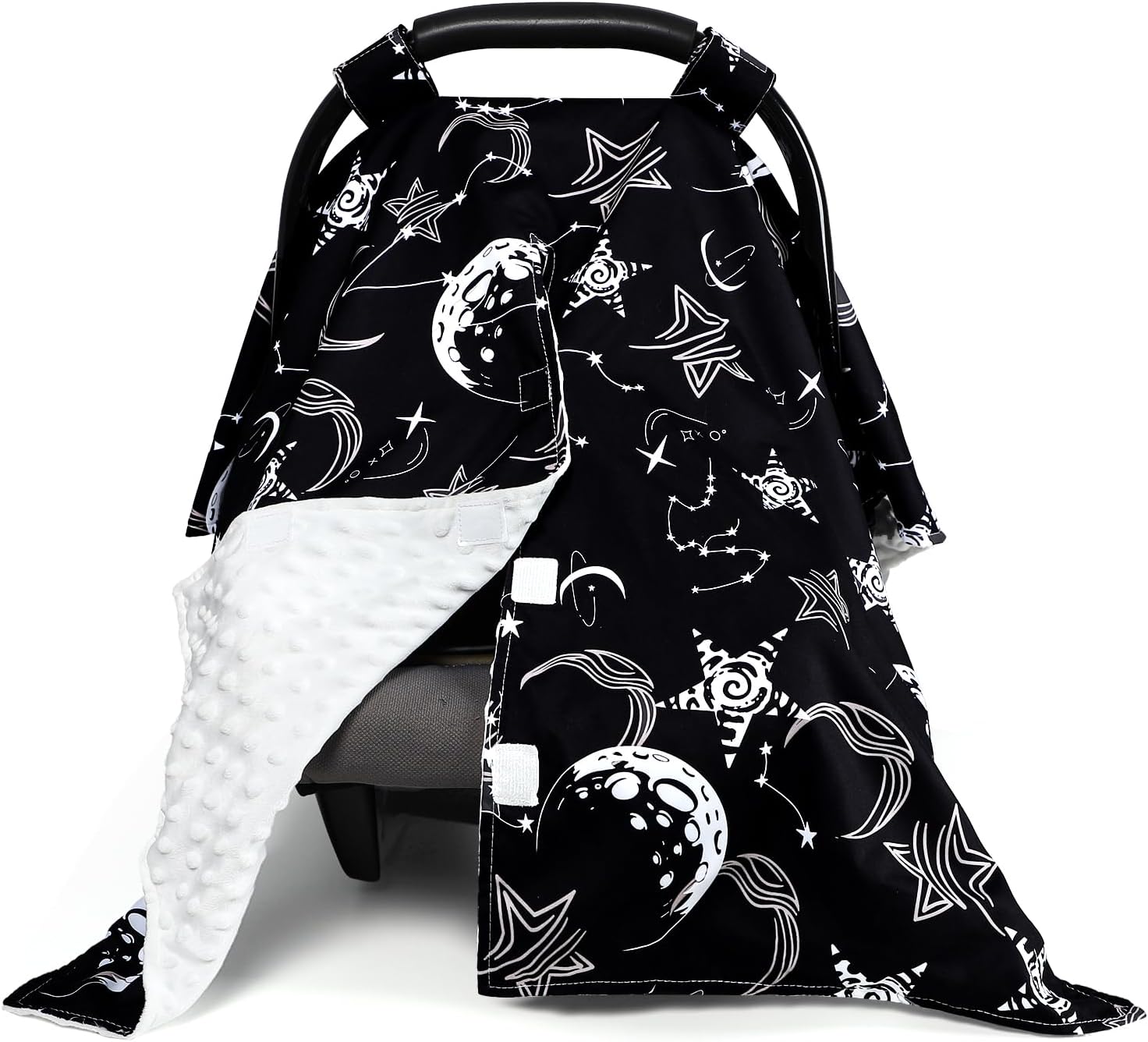 Baby Car Seat Cover, Soft Minky Warm Winter Car Seat Canopy for Infants & Toddlers, Opening with Adjustable Strap, Breathable Nursing Cover & Stroller Blanket, Black Starry Sky (Fits Most Car Seats) Baby Car Seat Cover, Soft Minky Warm Winter Car Seat Canopy for Infants & Toddlers, Opening with Adjustable Strap, Breathable Nursing Cover & Stroller Blanket, Black Starry Sky (Fits Most Car Seats)