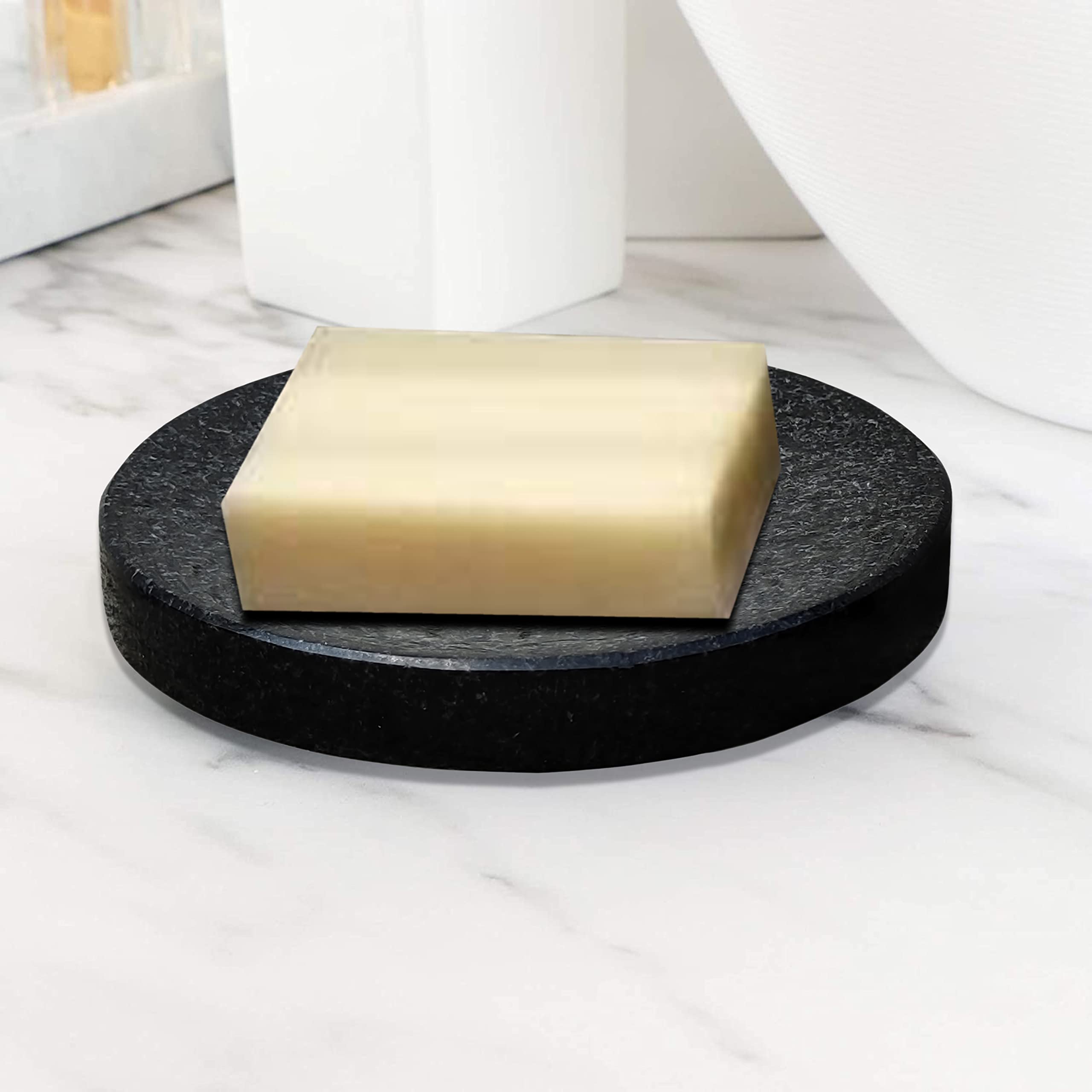 EZAHK Stoneware Soap Dish for Bath, Tub, Wash Basin Kitchen Soap Dish Case Holder Bathroom Accessories (Black)