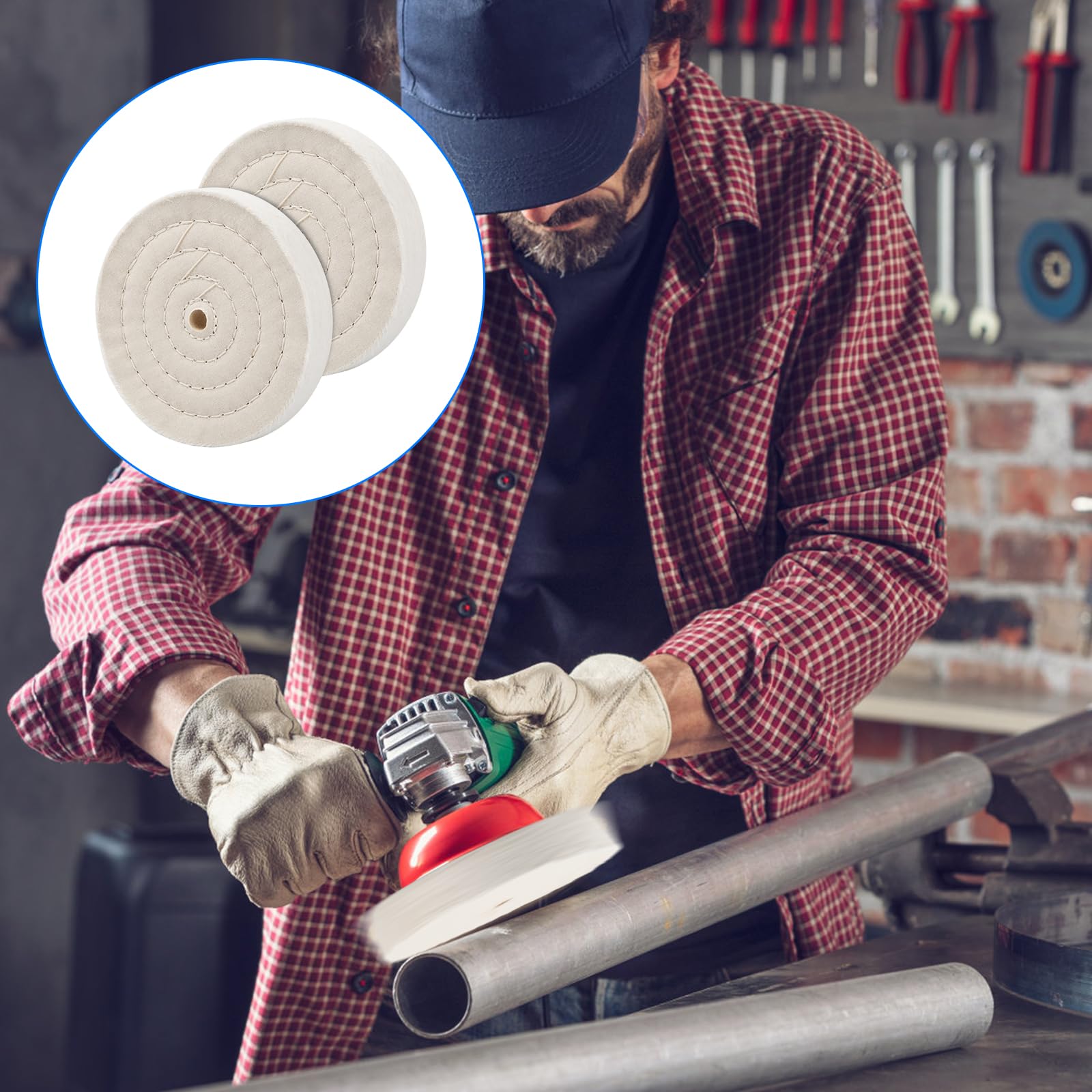 150mm Disco di Lucidatura in Cotone 2 Pezzi Rotella di Lucidatura a Forma di Spirale Tampone Lucidante con Foro da 12,7 mm (70 Strati) per Levigatrice da Tavolo Bianco