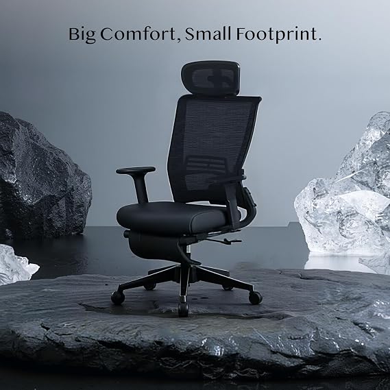 FLEXISPOT Ergonomic Office Chair, Folding Office Chair for Small Spaces with Adjustable Lumbar Support, Armrest and Headrest, Mesh Desk Chair with Footrest for Home Work, Flora & Fauna Serie
