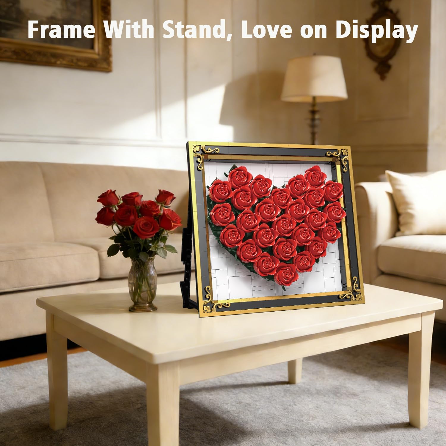 Art Roses Building Set with Stand, 26 Roses Flowers 3D Wall Art Framed for Adults, Compatible with Lego Wall Art Sets, Valentines Day Gifts for Her Girlfriend Mom Wife, 1871 PCS Age 18+ - Image 3