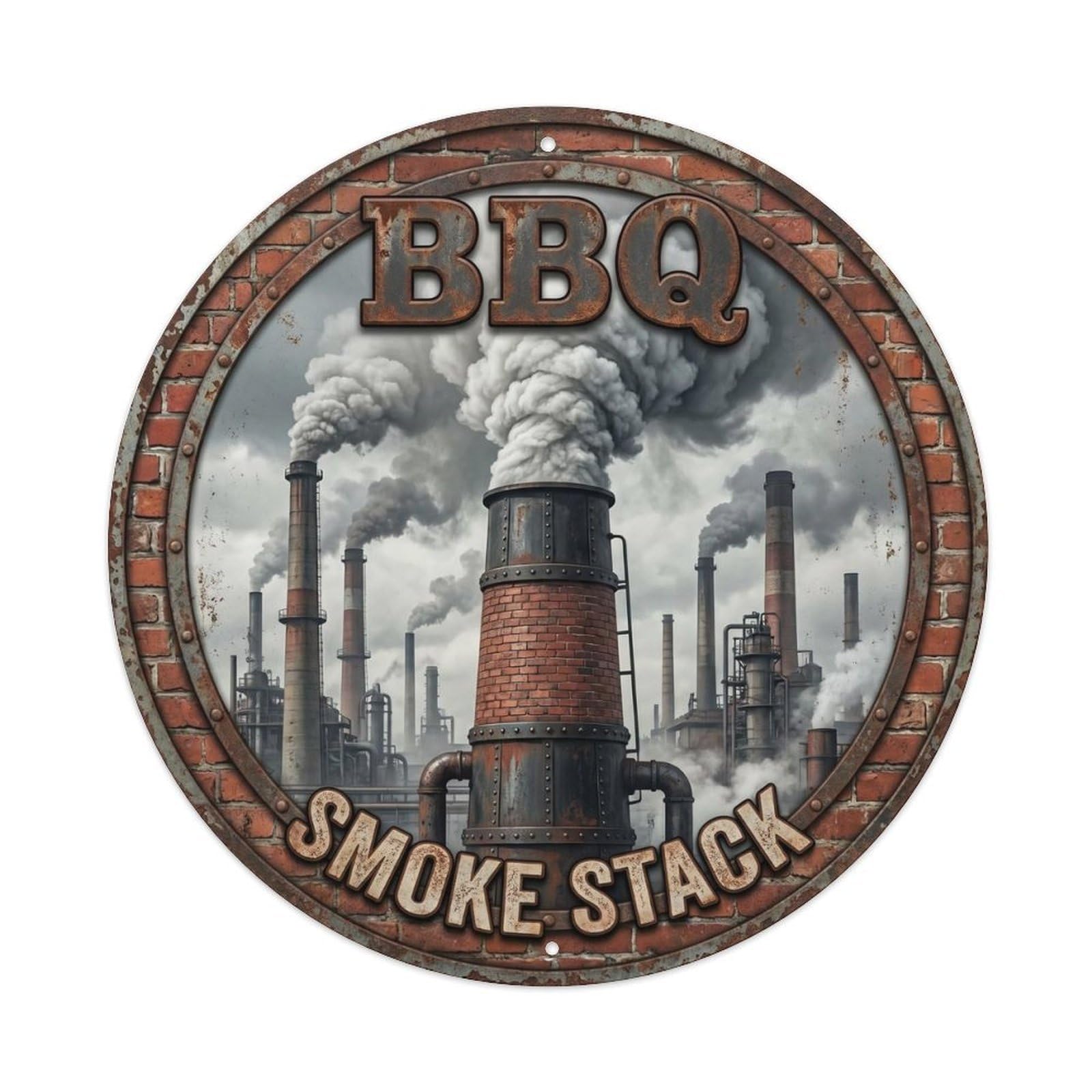 BBQ Smoke Stack Metal Tin Sign
