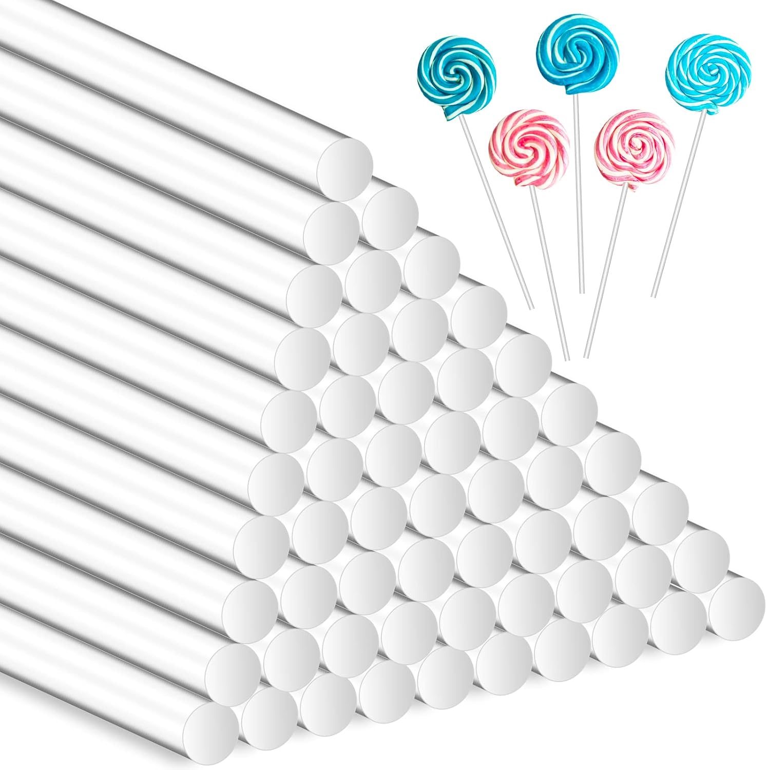 Catcan 100 PCS 6-Inch Acrylic Lollipop Sticks, Clear Cake Pop Sticks