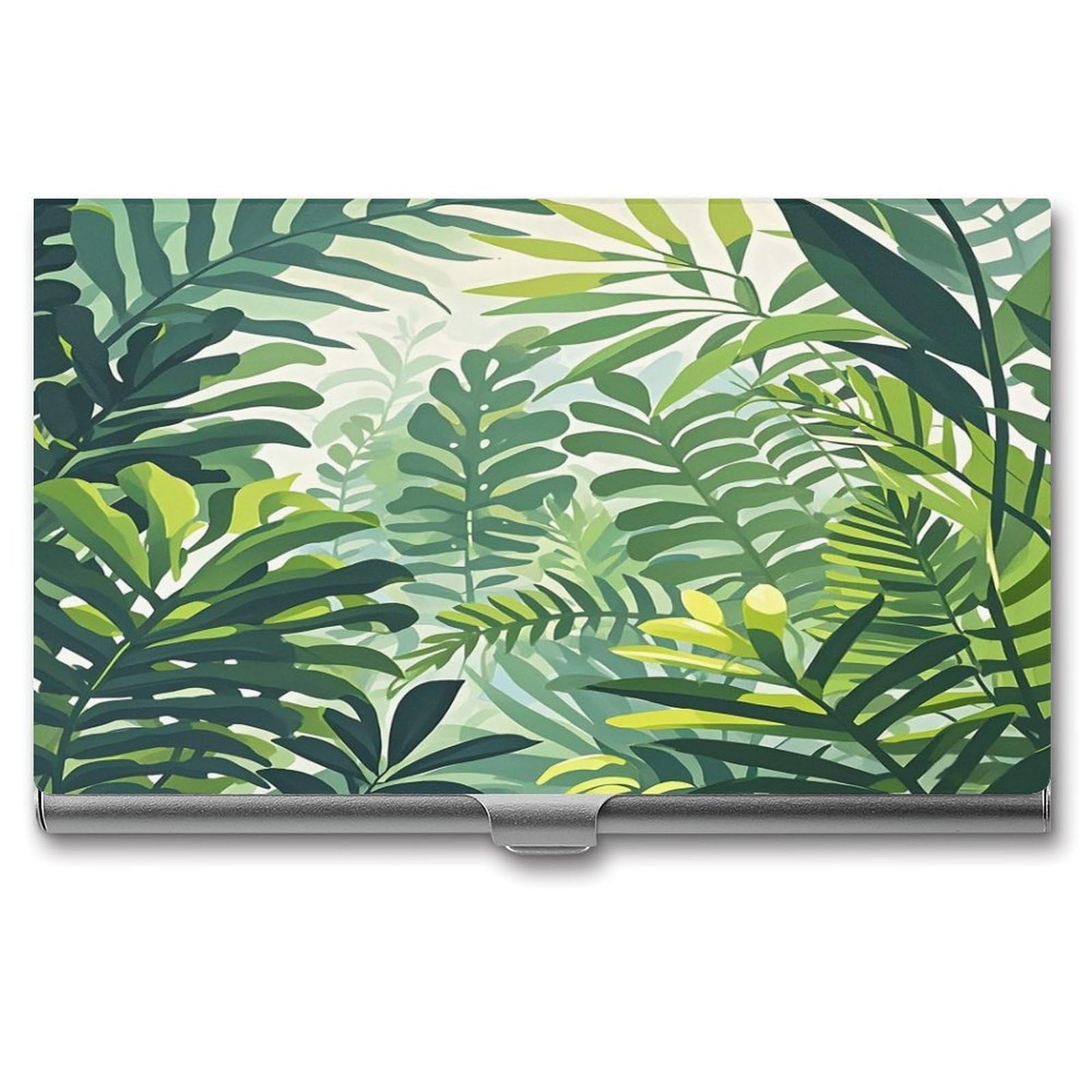 FekiLoot Green Style Business Card Holder Aluminum Alloy Business Card Case Convenient to Carry Business Card Dispenser for Men Women