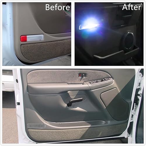 Miniatura 7 de Reemplazo de luz LED para proyector de puerta de cortesía para 2003-2007 GM Chevy Silverado Tahoe GMC Sierra Suburban Escalade 18-SMD Icy Blue -