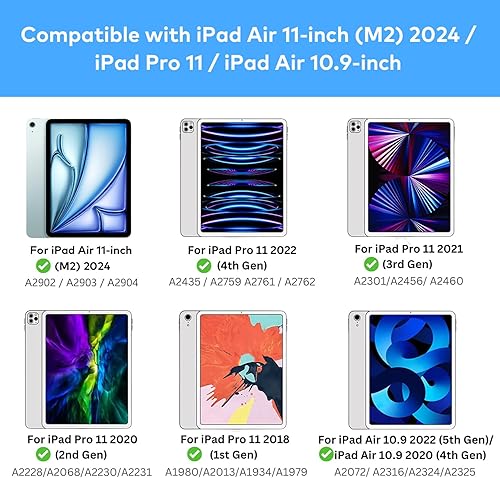 Miniatura 3 de Funda de teclado para iPad Air de 11 pulgadas (M3 2025 / M2 2024) y iPad Pro de 11 pulgadas (1ª/2ª/3ª/4ª generación), funda magnética con teclado