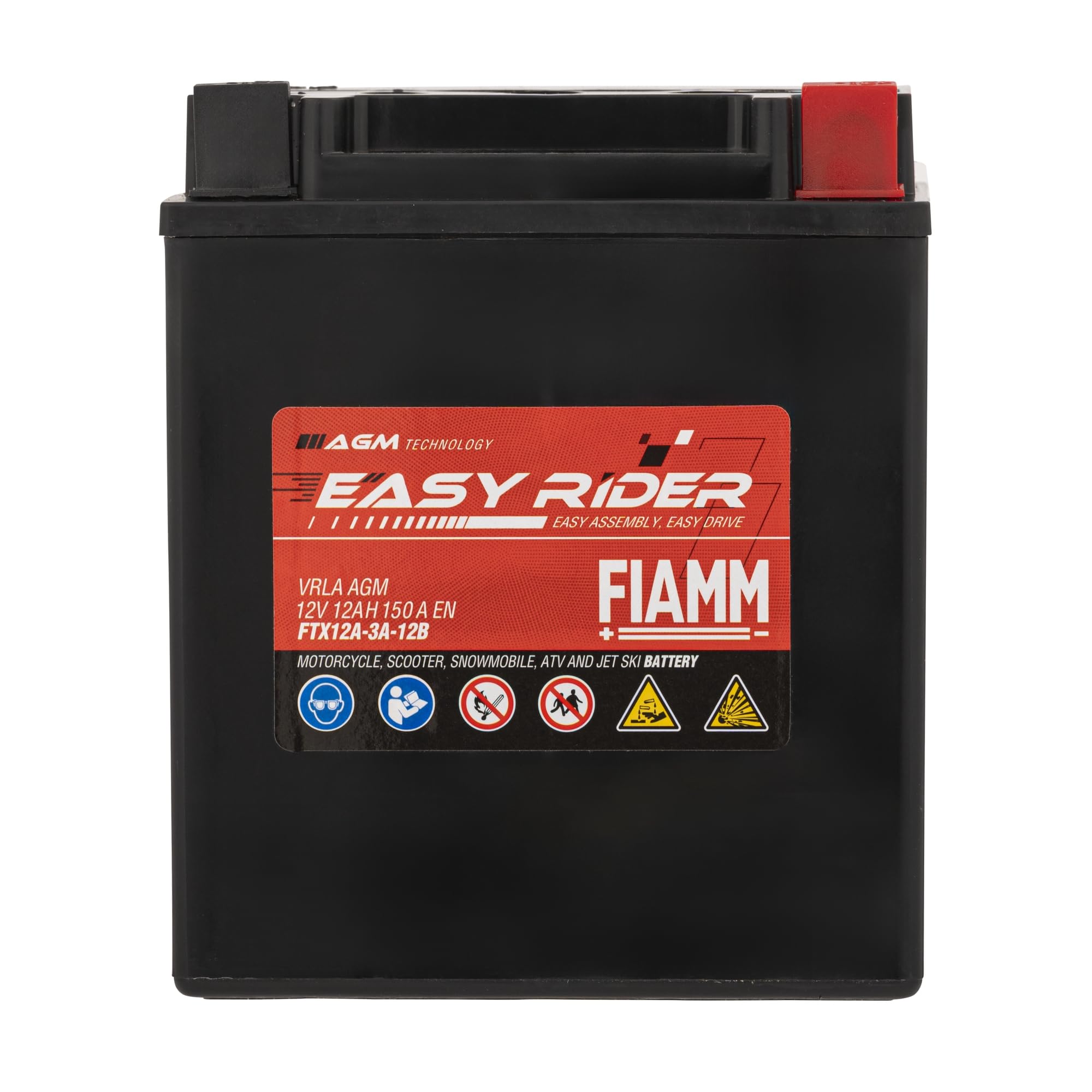Fiamm Batteria per Moto e Scooter FTX12A-3A-12B 12AH 150A, Batteria Easy Rider AGM Technology, Massima Potenza di Avvio,Senza Manutenzione, Già Carica, Pronta all'Uso, Adatta a Scooter e Moto | AGM Technology, Massima Potenza di Avvio,Senza Manutenzione,