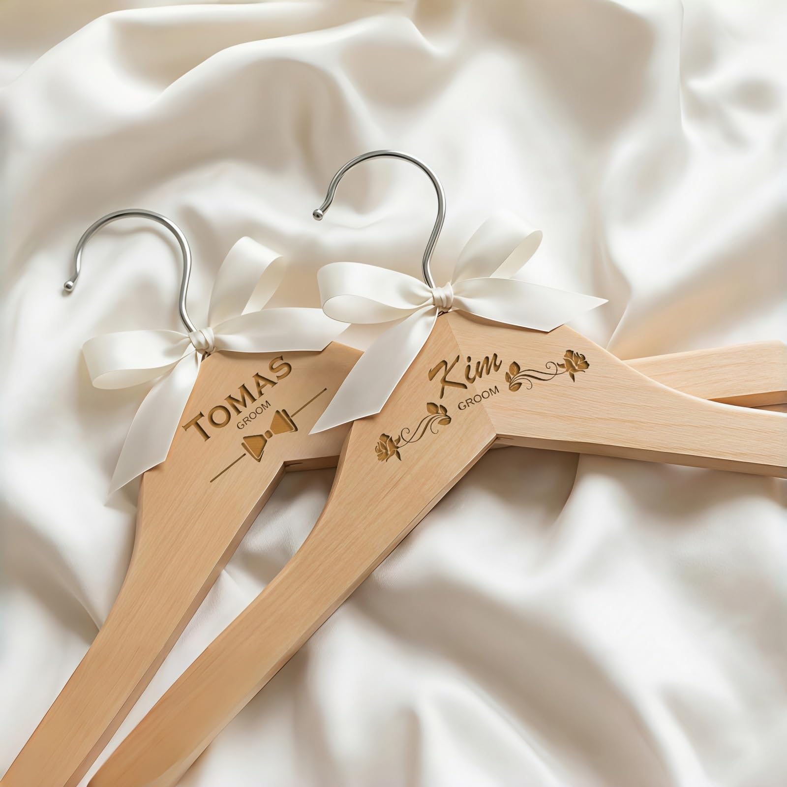 Custom Wedding Hangers, Personalized Engraved Wood Dress Hanger For Bride And Bridesmaids, Wedding Day Decorations, Bridal Shower Keepsake Gift