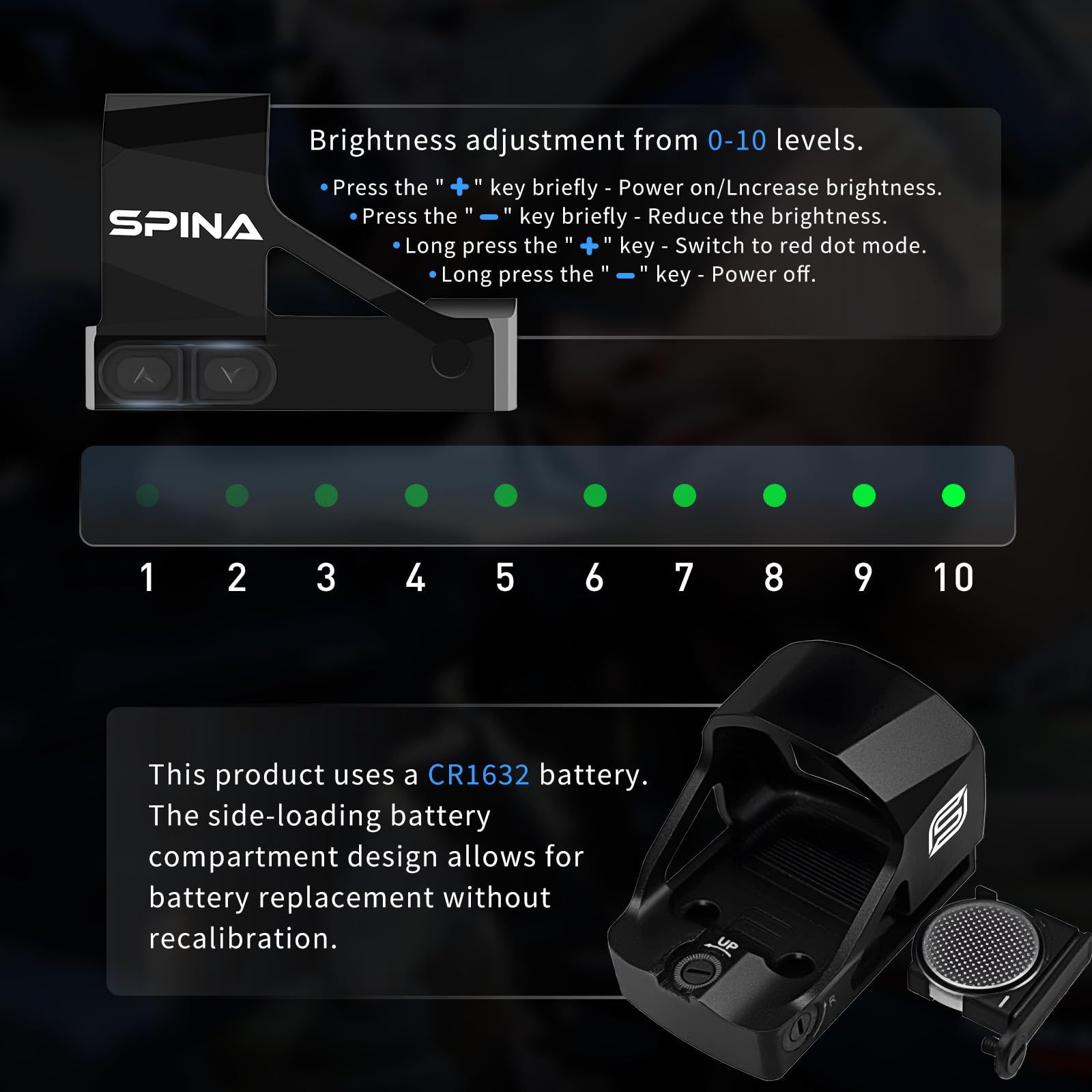SPINA OPTICS Pulse 1x21x25 Motion Awake 3 MOA Viseur à Point Rouge/Vert pour RMSC, avec Grande Fenêtre de Visée, Optique Reflex Ouverte, Aluminium 7075