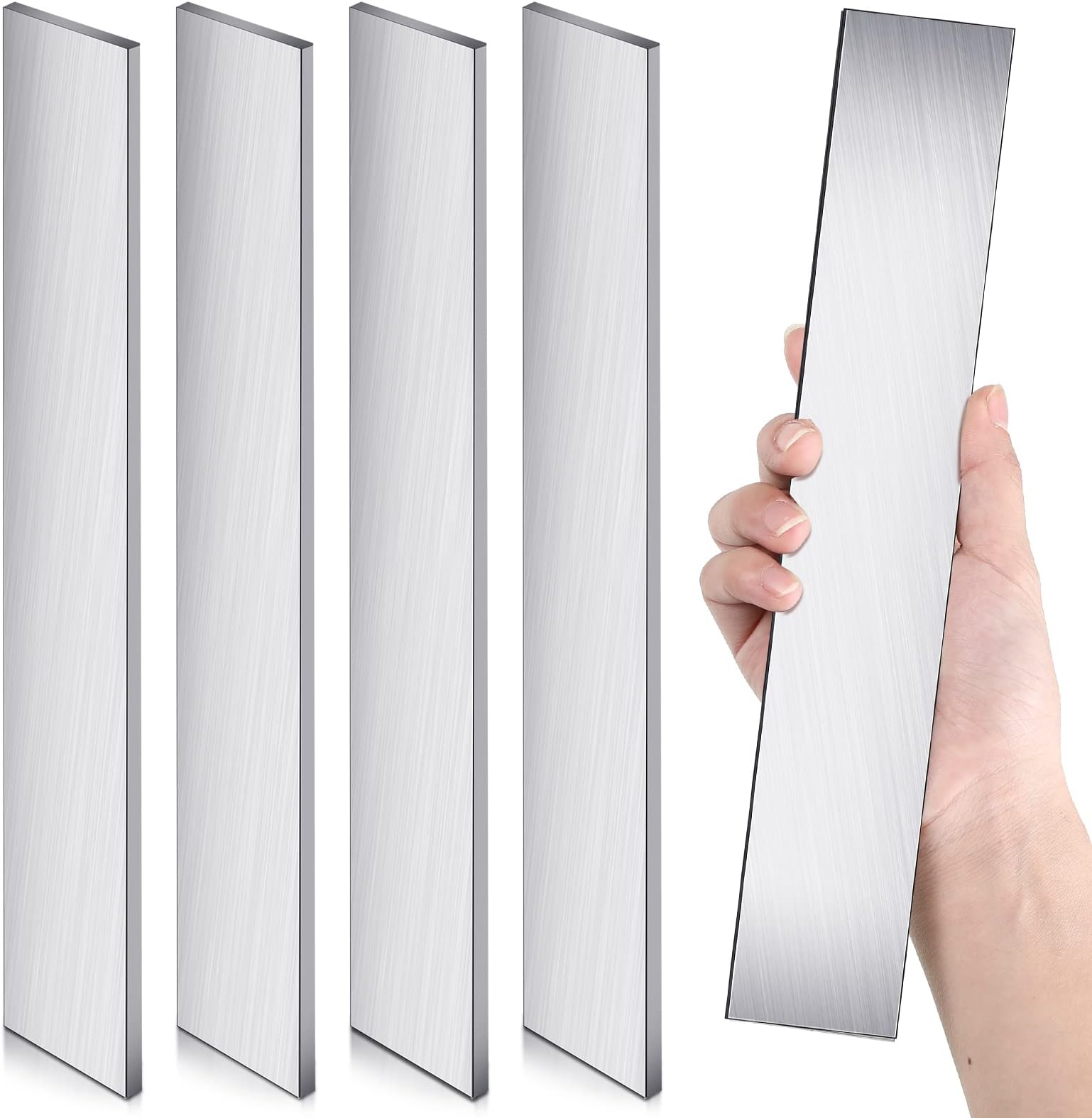 Ferraycle 4 Pieces 11.5''x1.57''x0.06'' 15n20 Steel Flat Stock Bar High Contrast Blade Billets Blanks Annealed High Carbon Steel Barstock for Hobbyist Use Making Forging Carbon Damascus Knives DIY