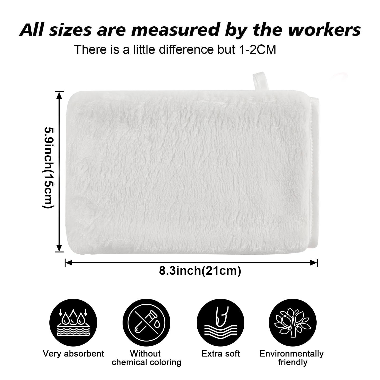 PHOGARY Paquete de 8 Guantes de baño de Microfibra, Guantes de Franela, Tela de baño SPA, Guantes Reutilizables, 15x21 cm, Blanco