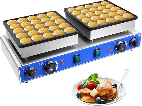 Mini Dutch Pancake Baker, 50Pcs Commercial Mini Pancakes Maker, 1700W | 5min Timer | 122-572F Temp Adjustment, Waffle Poffertjes Dorayaki Maker Machine, for Home, Cafe, Bakery