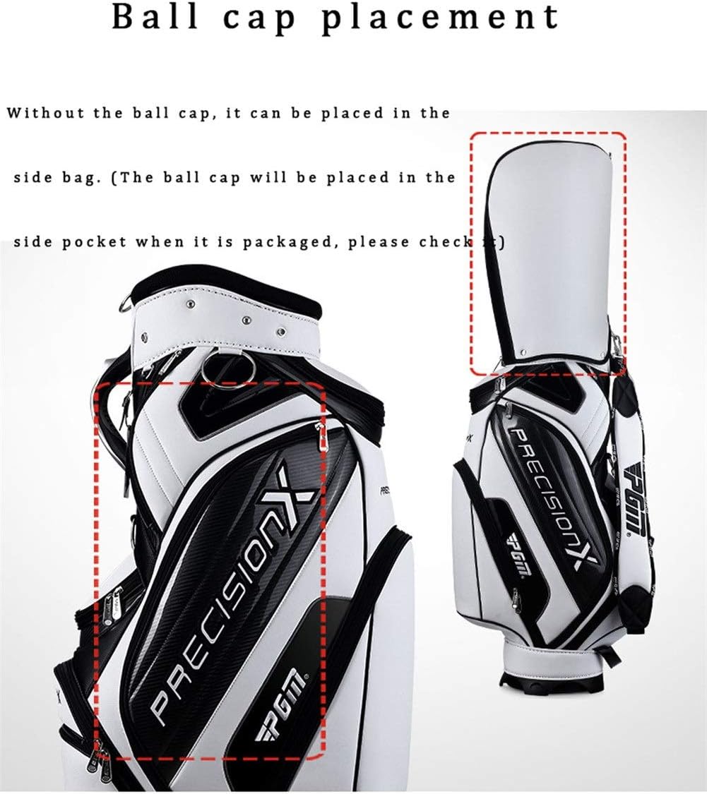 WYSTAO Golf Bag Cover Waterproof Pu Leather Waterproof Portable Black and White Red Golf Bag Padded Shoulder Strap Golf Bag Suitcase Golf Bag Tube (Color : A) : Sports & Outdoors