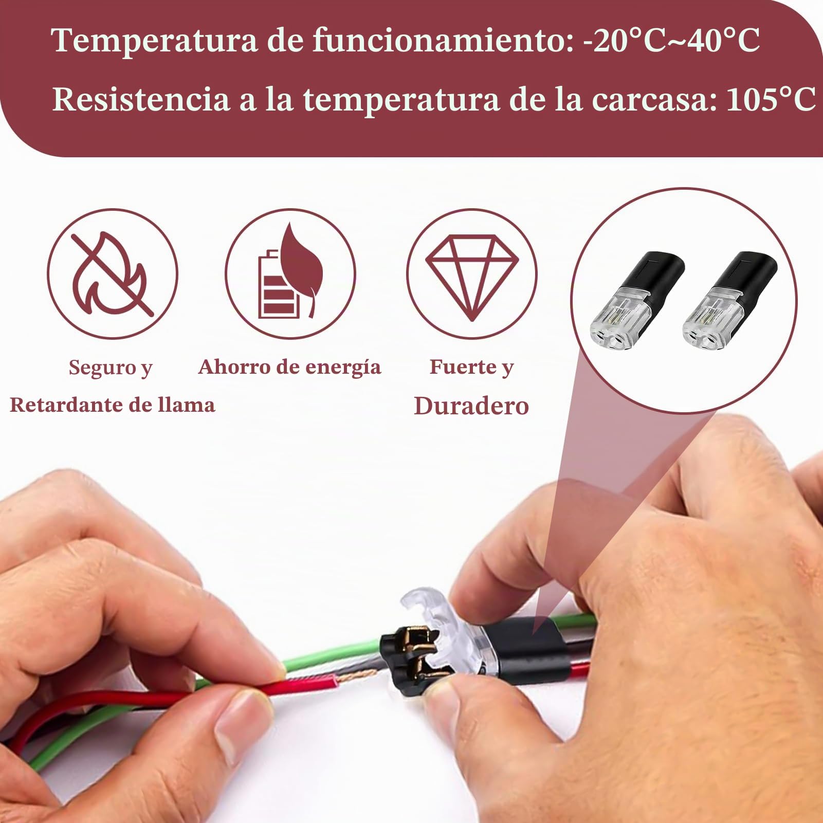 30 Piezas Terminal conector en H, Conectores Eléctricos Rapidos, 2 Pines Conector de Cable, 18-22 AWG Conector Conexión Rápida Cable, Duradero y Reutilizable, para Hogar y Automoción