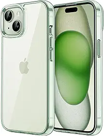 JETech Capa para iPhone 15 6,1 Polegadas, Case Protetora de Telefone à Prova de Choque Não-Amarelecimento, Capinha Parte Traseira Transparente Anti-Riscos (Verde)