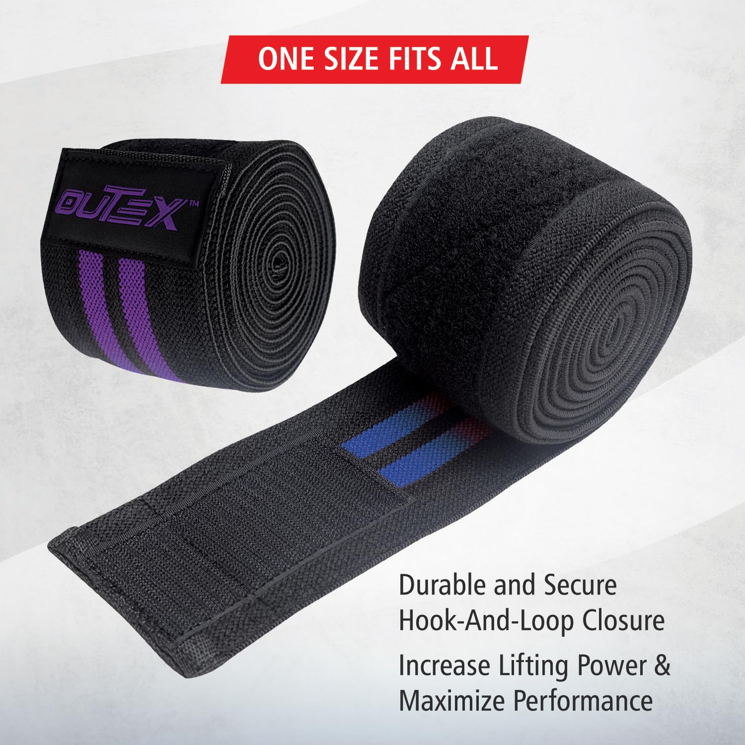 Outex Rodilleras para levantamiento de pesas (par), correas de rodilla de 80 pulgadas de largo para levantamiento de pesas, levantamiento de potencia, prensa de piernas, entrenamiento cruzado, soporte