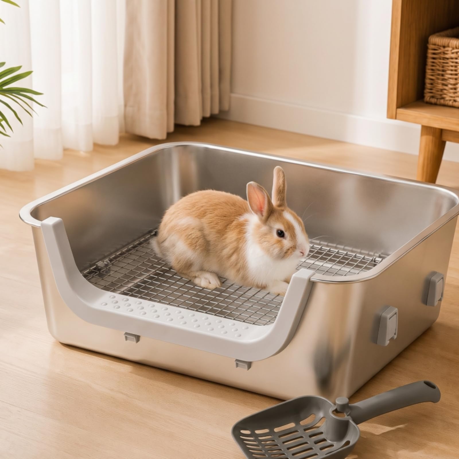 Kleintier-wc für Hasenkäfig mit Hoher Und ereinsatz aus Edel Inklusive Schaufel zur Effektiven Abfallentfernung für Kaninchen Meerschweinchen s Und Andere Kleintiere Im Gehege