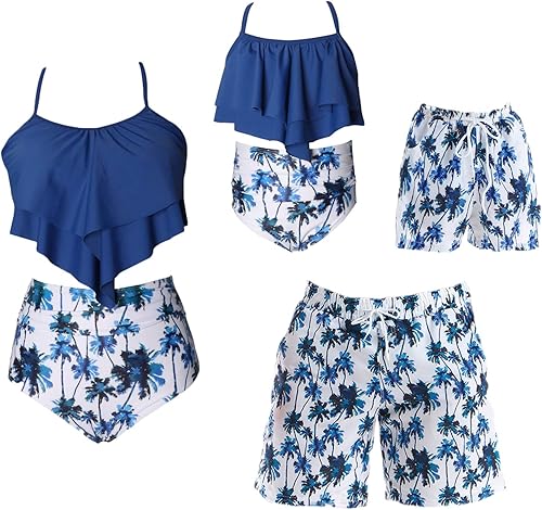 Conjunto de trajes de baño familiares a juego para verano, playa y palma