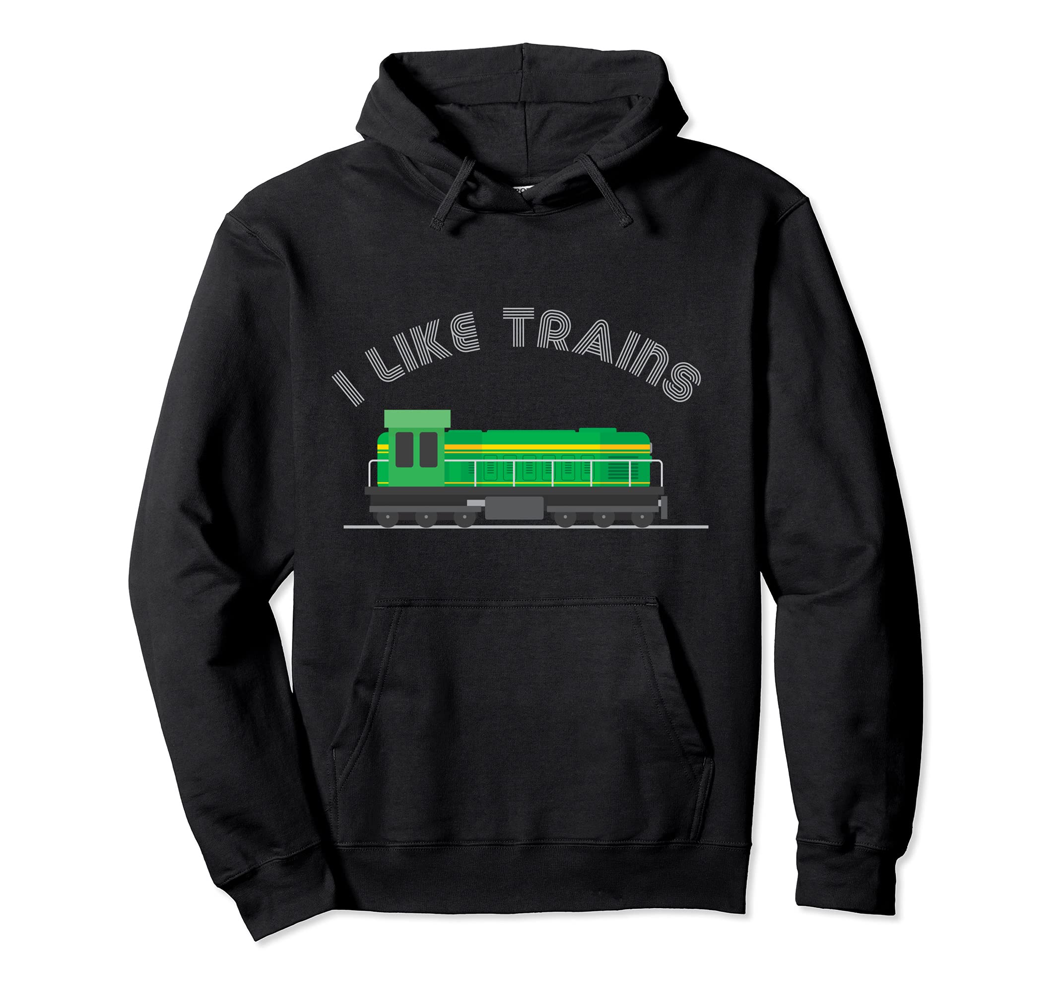 Model Train Collector Kids Railroad Diesel I Like Trains Pullover Hoodie, Black
