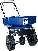 Chapin 88000A 80 lb SaltPro Residential Broadcast Spreader for Ice Melt & Salt - Spiked Auger, Adjustable Baffles, 10" Tires