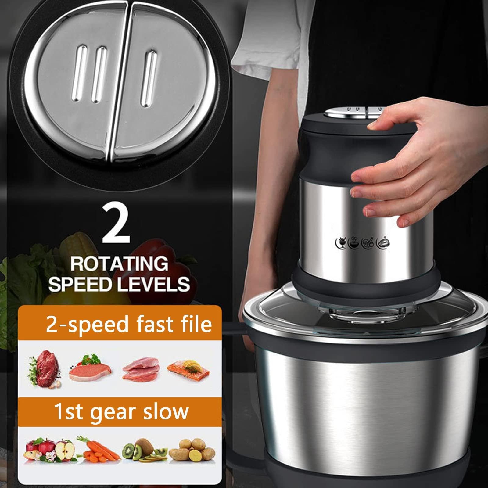 Picadora De Carne EléCtrica De 3L, 800W Procesador De Alimentos Y Licuadora, Ajustable De 2 Velocidades, con Mango/Tapa Transparente, para Carne, Verduras, Frutas, Cebollas, Ajos