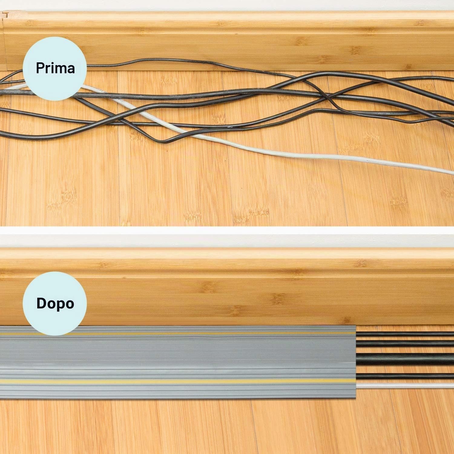 Copertura Cavi A Pavimento, Protezione per Cavo a Pavimento da 6.5 Ft 3 Canali Contiene Fili e Cavi, Gialle/Nero