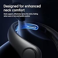 Ventilator de gât portabil JISULIFE cu suport pentru gât, utilizare hands-free, 5 viteze, reîncărcabil 5000 mAh, negru, pentru femei și bărbați 2